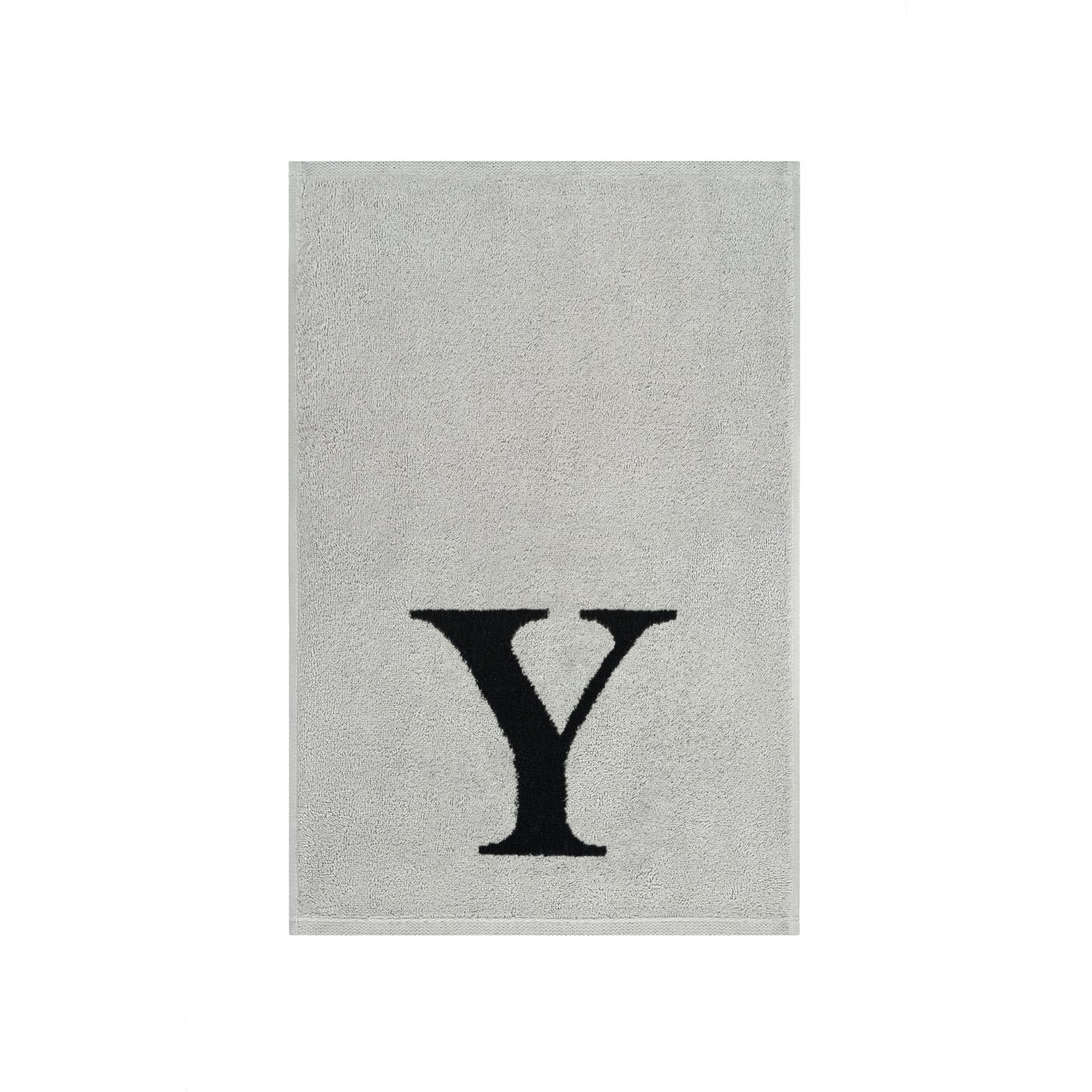 2er Set - Kleines Handtuch mit Buchstabe "Y" – Silber / Schwarz