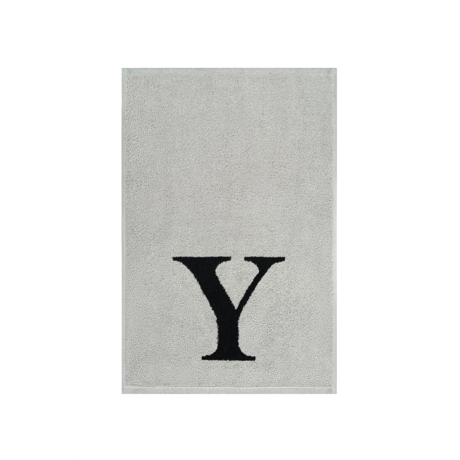 2er Set - Kleines Handtuch mit Buchstabe "Y" – Silber / Schwarz