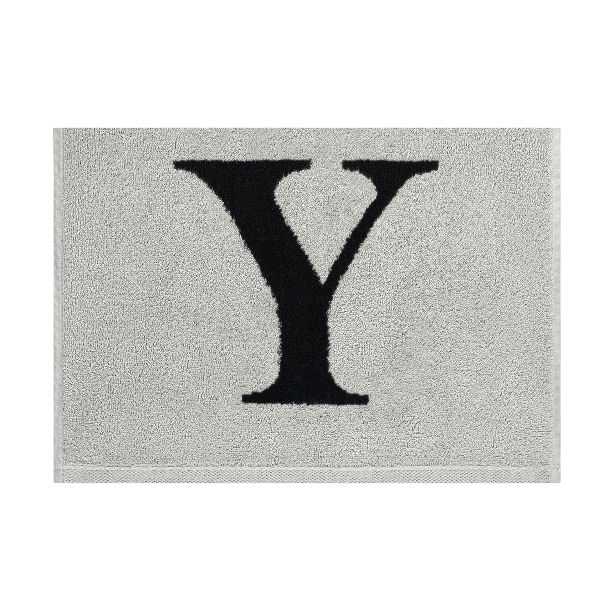 2er Set - Kleines Handtuch mit Buchstabe "Y" – Silber / Schwarz