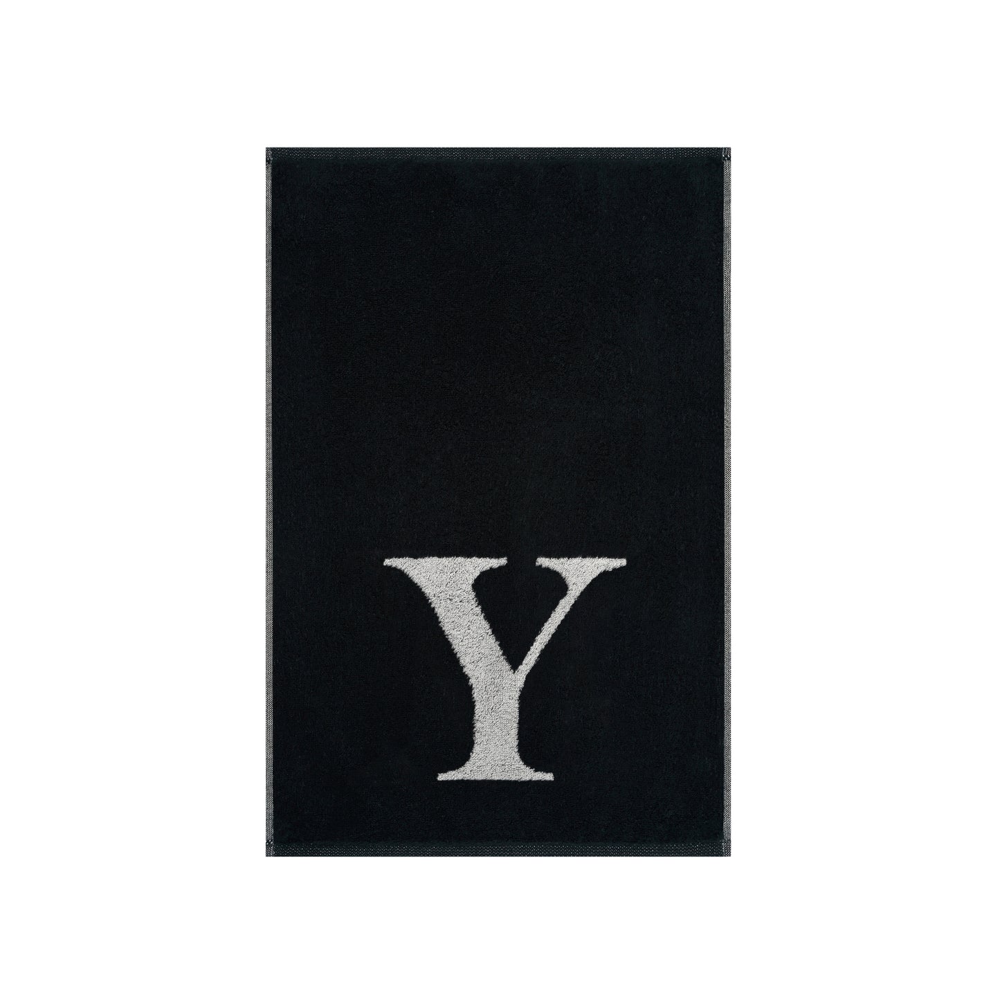 2er Set - Kleines Handtuch mit Buchstabe "Y" – Silber / Schwarz