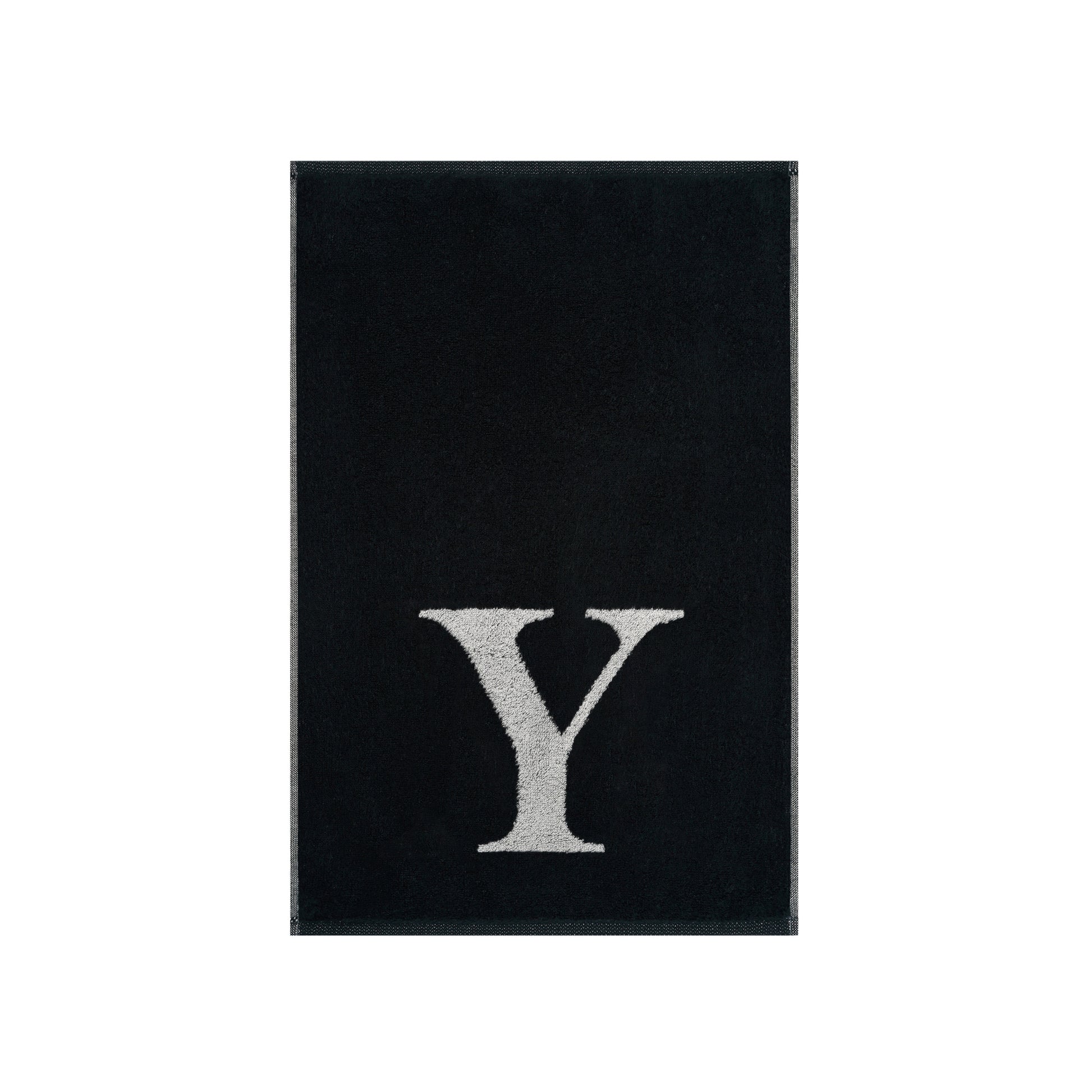 2er Set - Kleines Handtuch mit Buchstabe "Y" – Silber / Schwarz