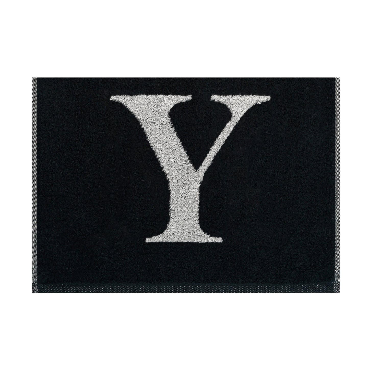 2er Set - Kleines Handtuch mit Buchstabe "Y" – Silber / Schwarz