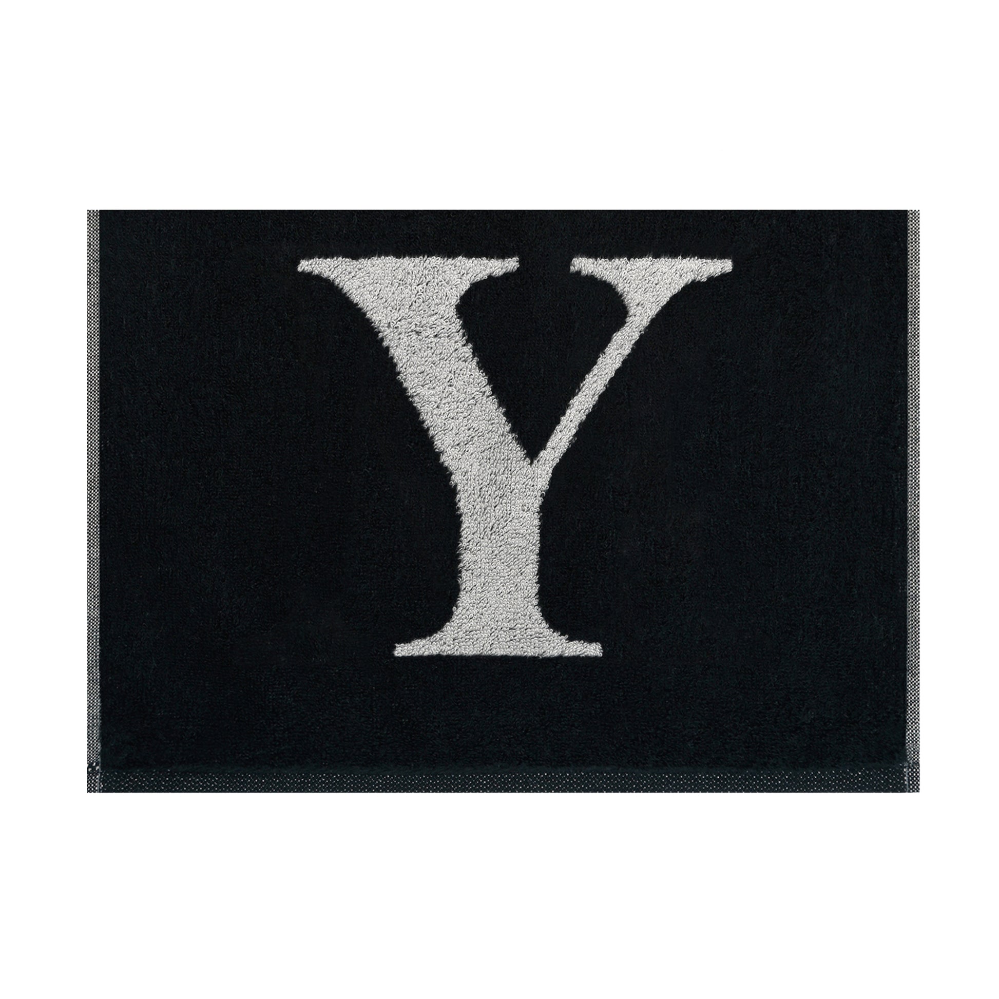 2er Set - Kleines Handtuch mit Buchstabe "Y" – Silber / Schwarz