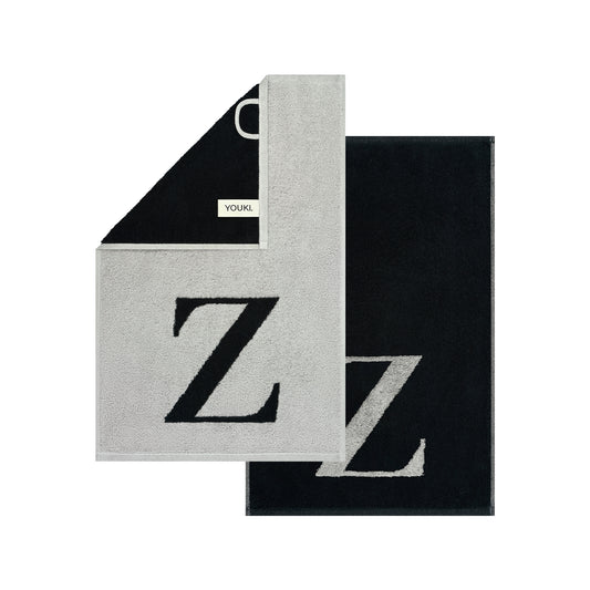 2er Set - Kleines Handtuch mit Buchstabe "Z" – Silber / Schwarz