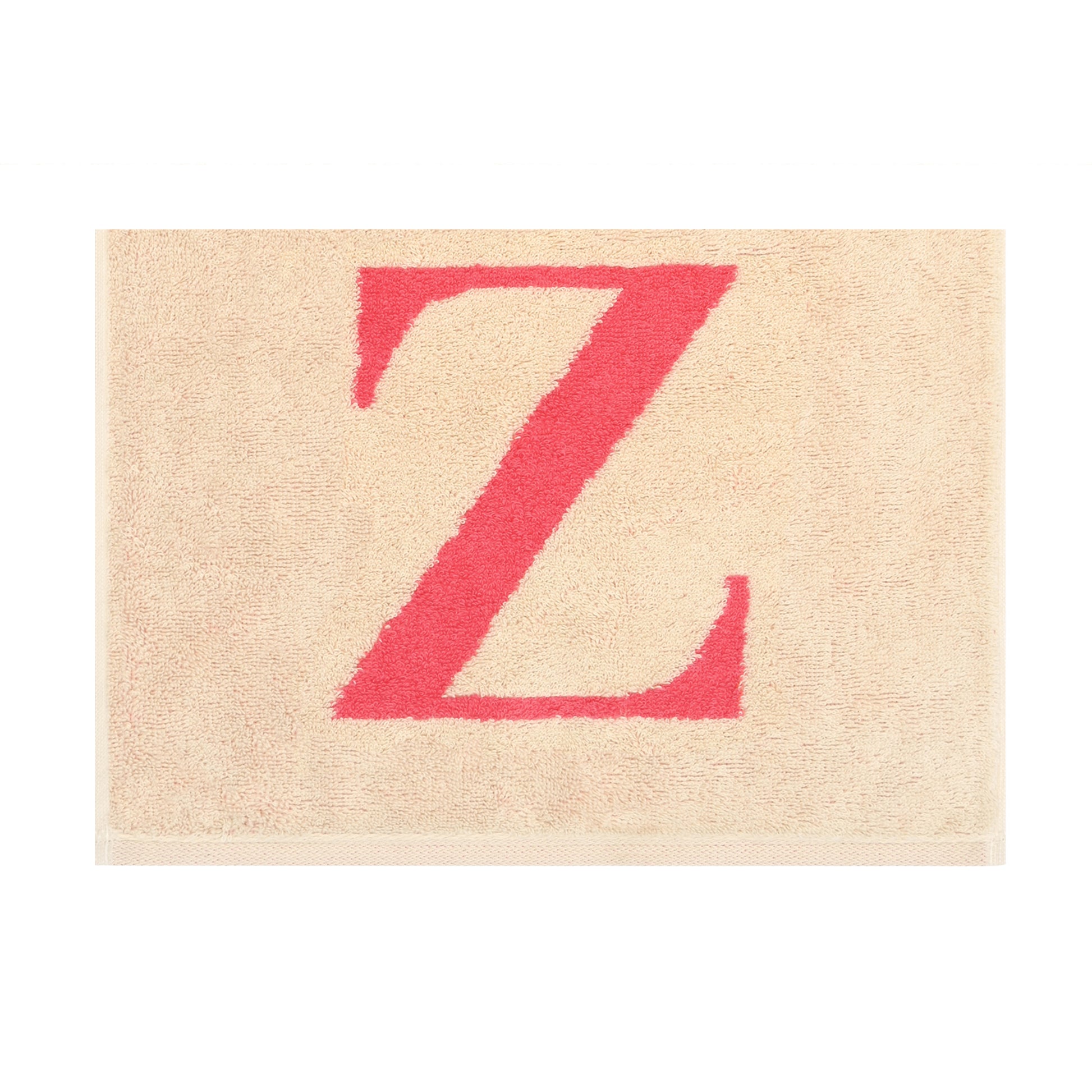 2er Set - Kleines Handtuch mit Buchstabe "Z" – Natur / Pink / Orange