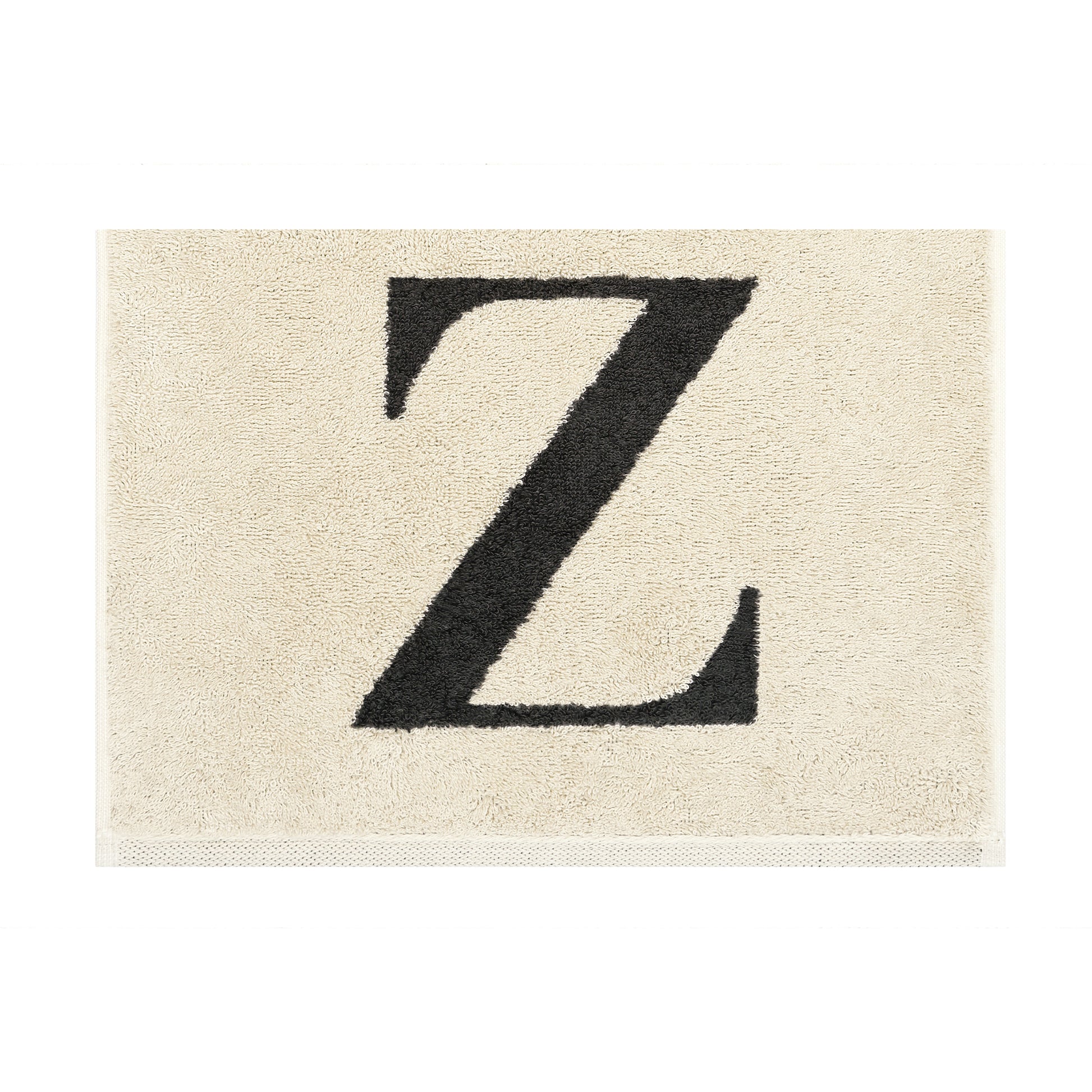 2er Set - Kleines Handtuch mit Buchstabe "Z" – Natur / Dunkelgrau
