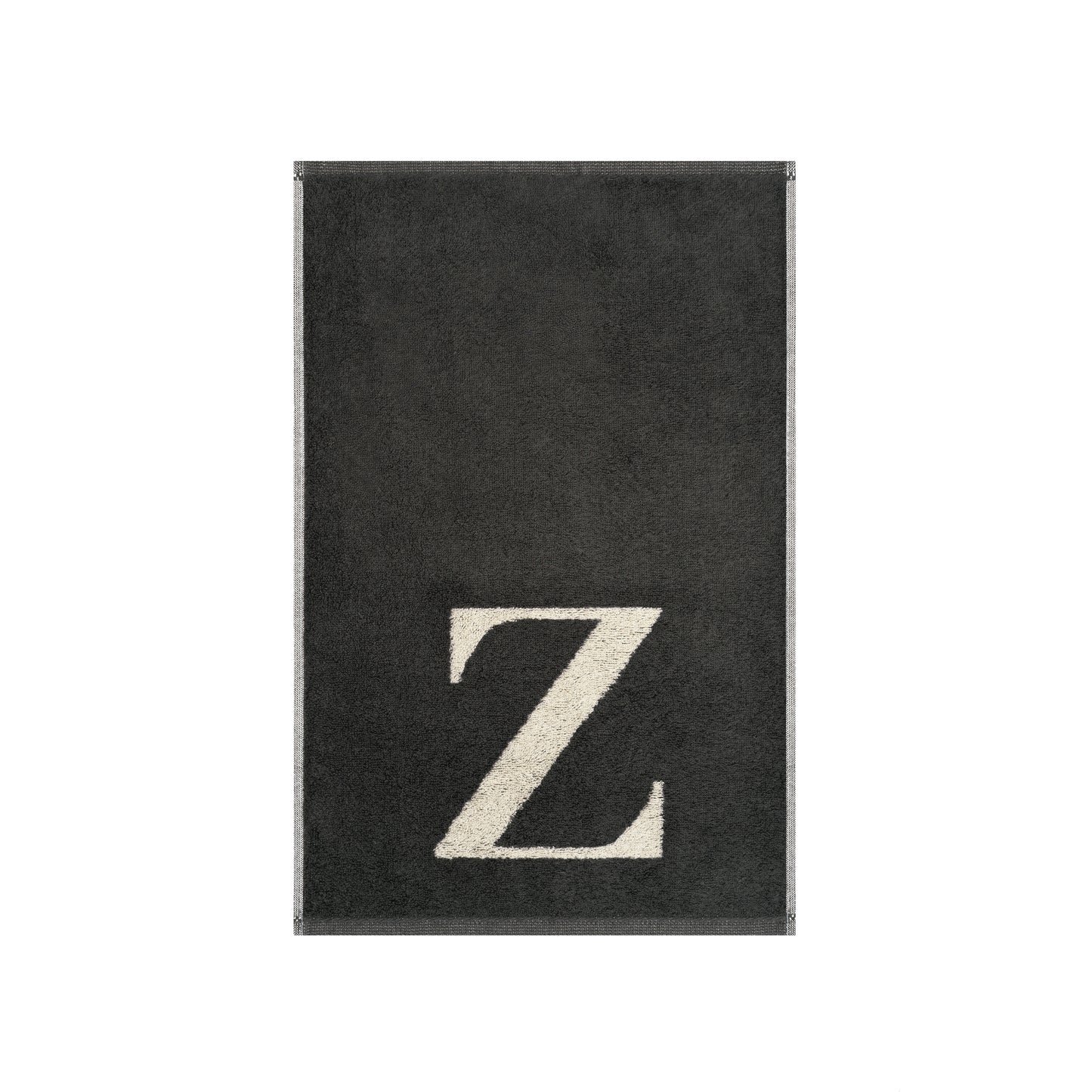 2er Set - Kleines Handtuch mit Buchstabe "Z" – Natur / Dunkelgrau