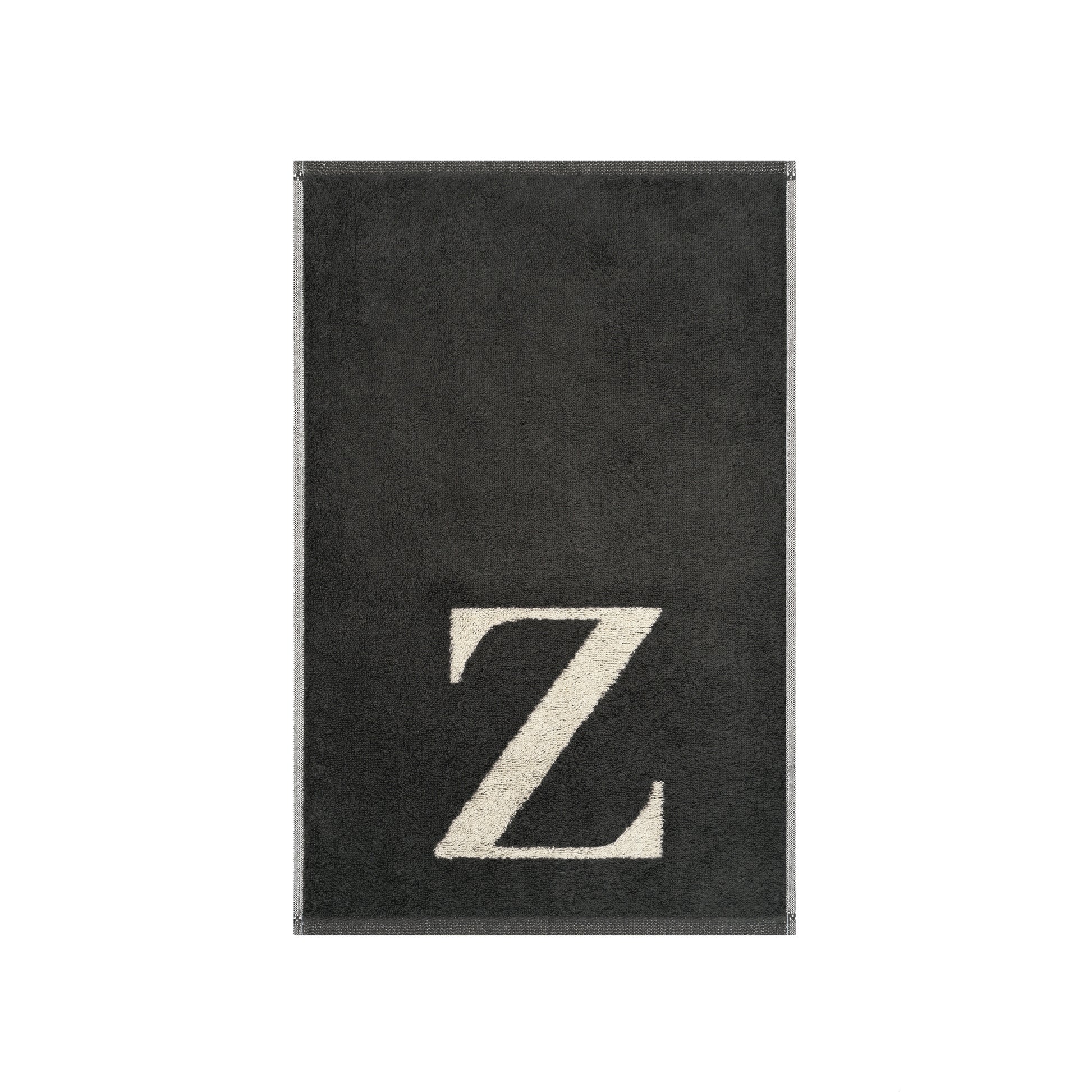 2er Set - Kleines Handtuch mit Buchstabe "Z" – Natur / Dunkelgrau