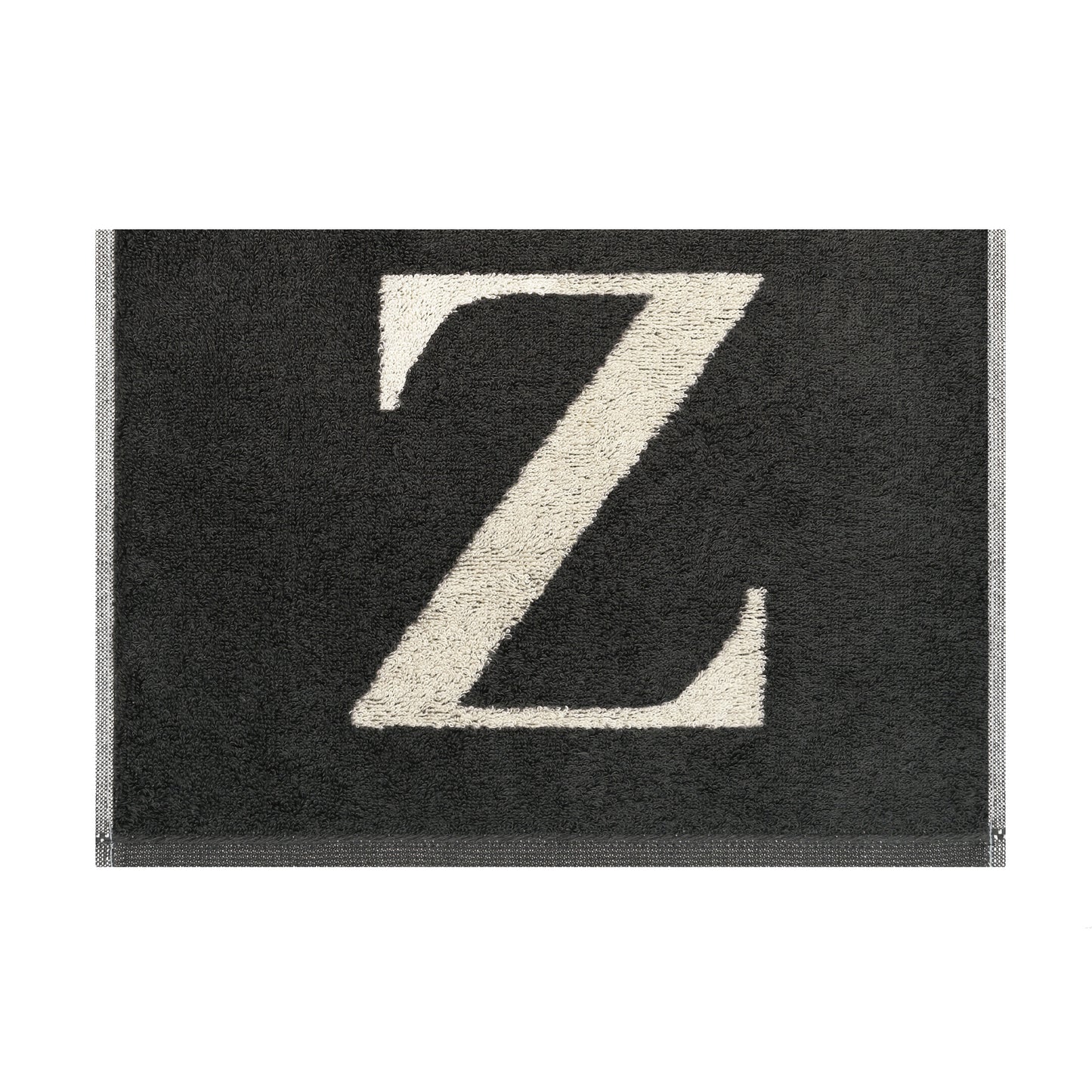 2er Set - Kleines Handtuch mit Buchstabe "Z" – Natur / Dunkelgrau