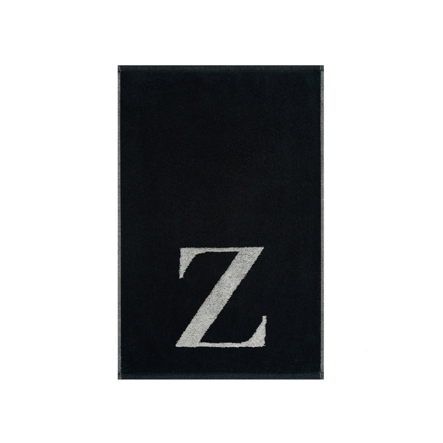 2er Set - Kleines Handtuch mit Buchstabe "Z" – Silber / Schwarz