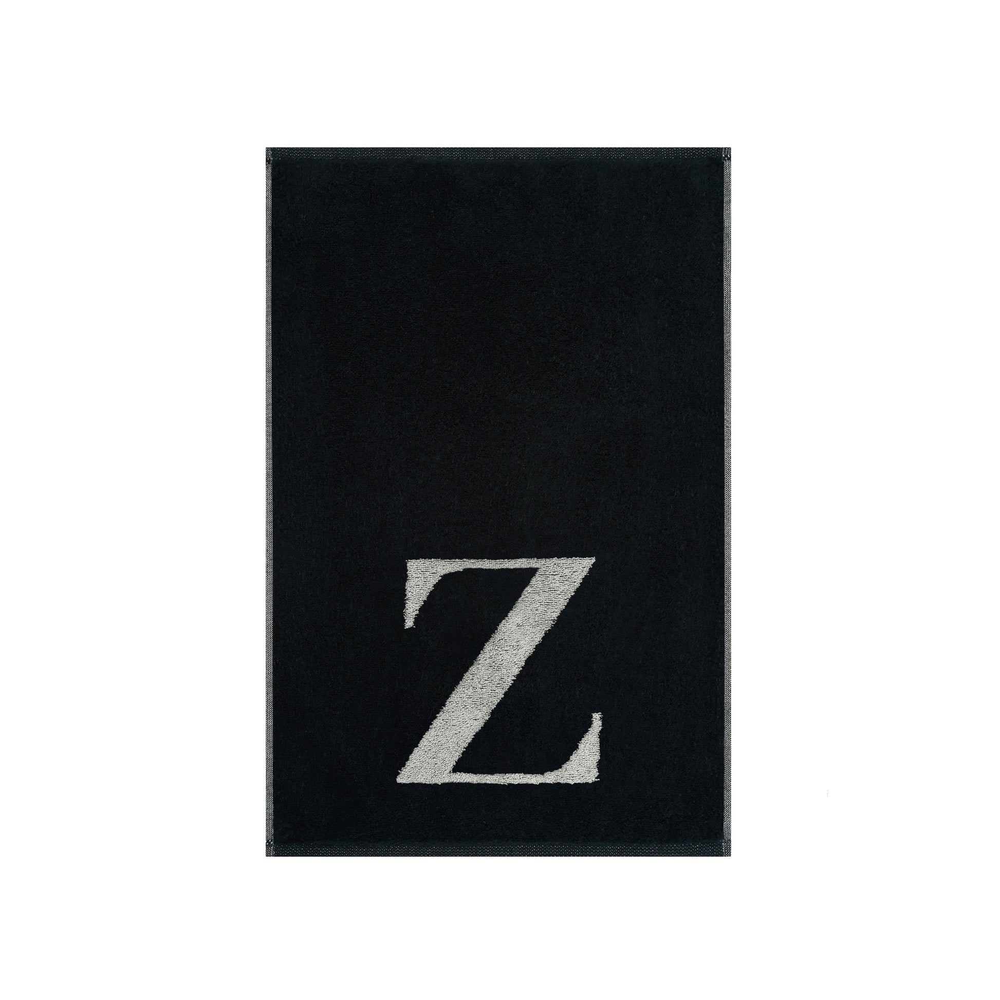 2er Set - Kleines Handtuch mit Buchstabe "Z" – Silber / Schwarz