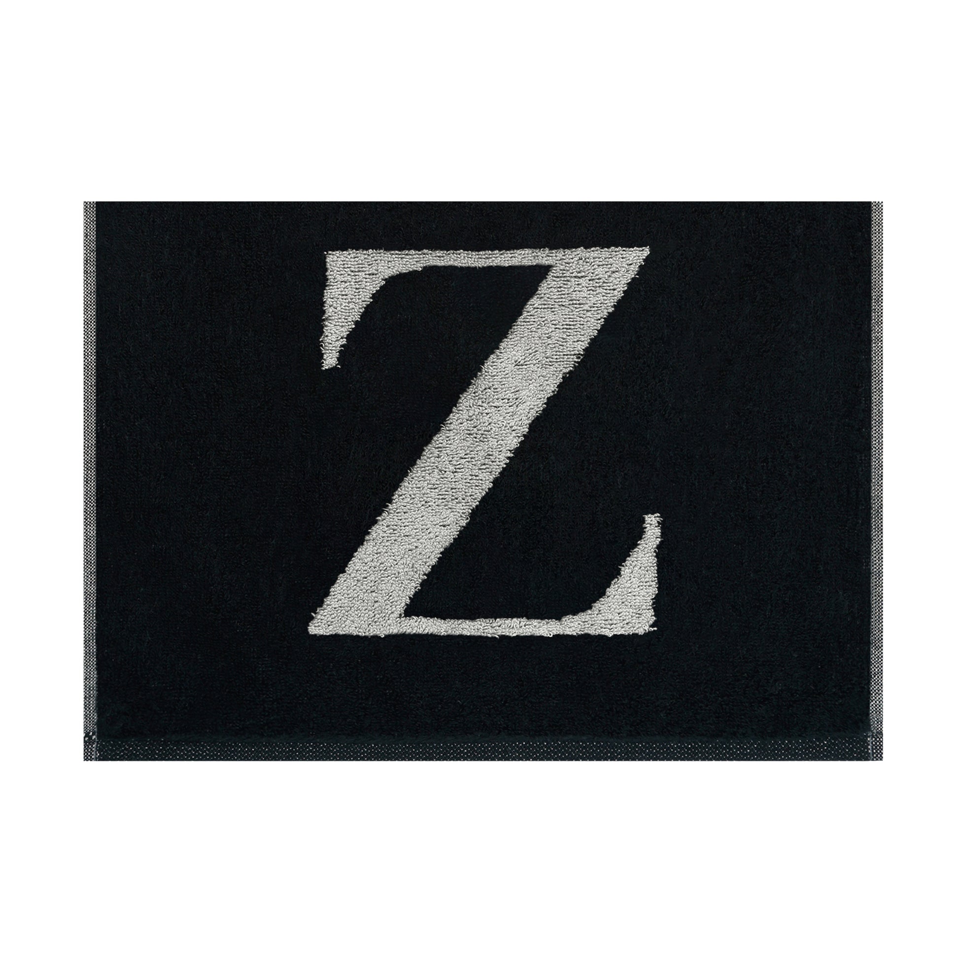 2er Set - Kleines Handtuch mit Buchstabe "Z" – Silber / Schwarz