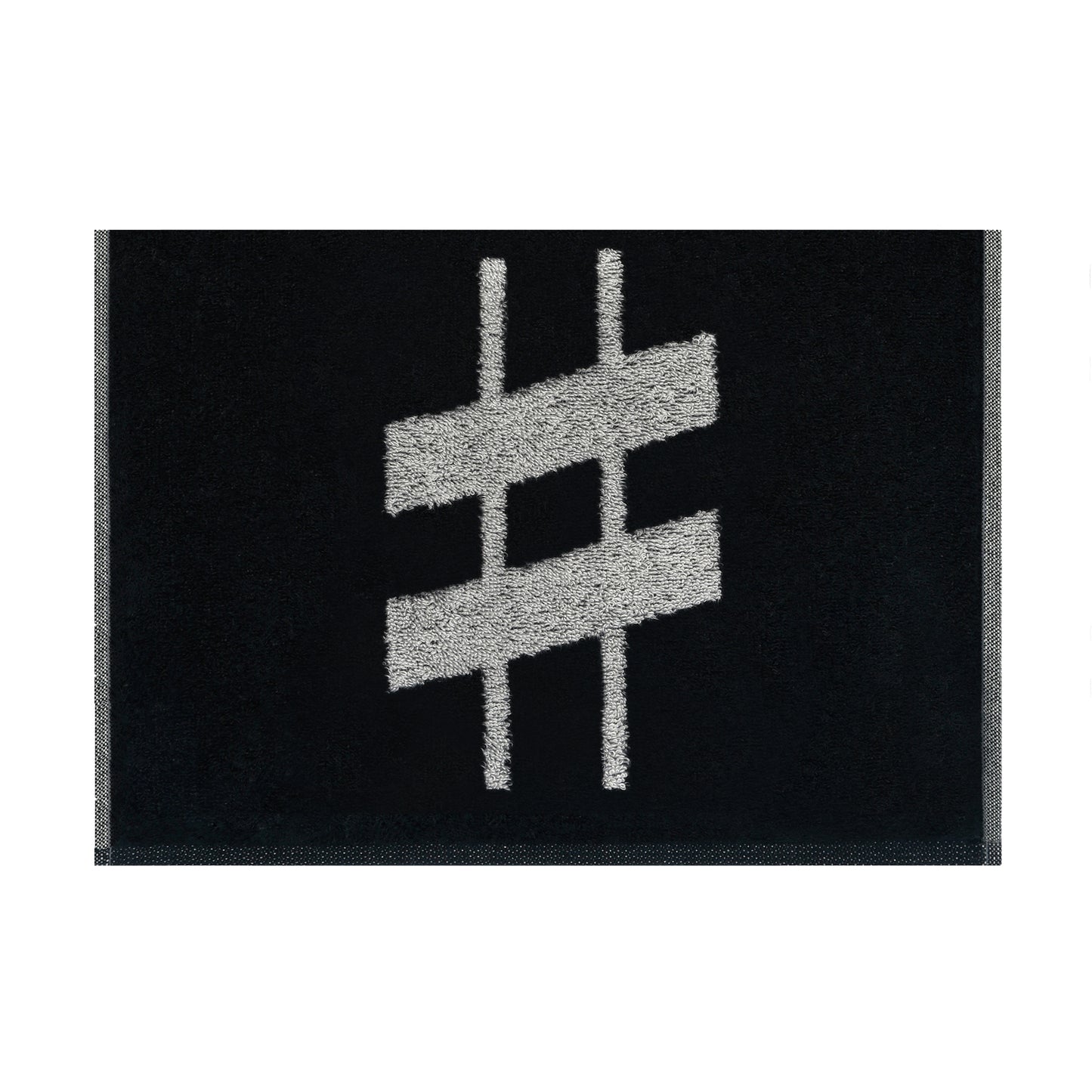 2er Set - Kleines Handtuch mit Buchstabe "#" – Silber / Schwarz