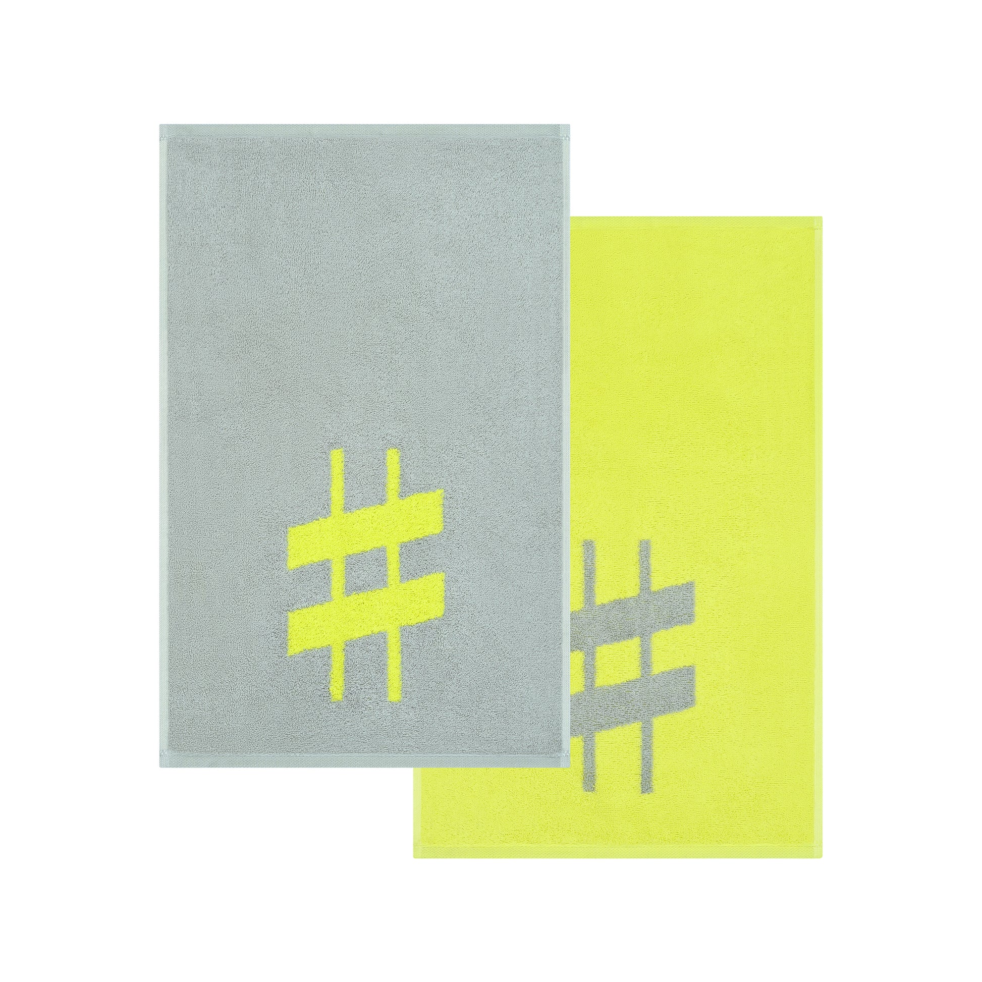 2er Set - Kleines Handtuch mit Buchstabe "#" – Silber / Lime