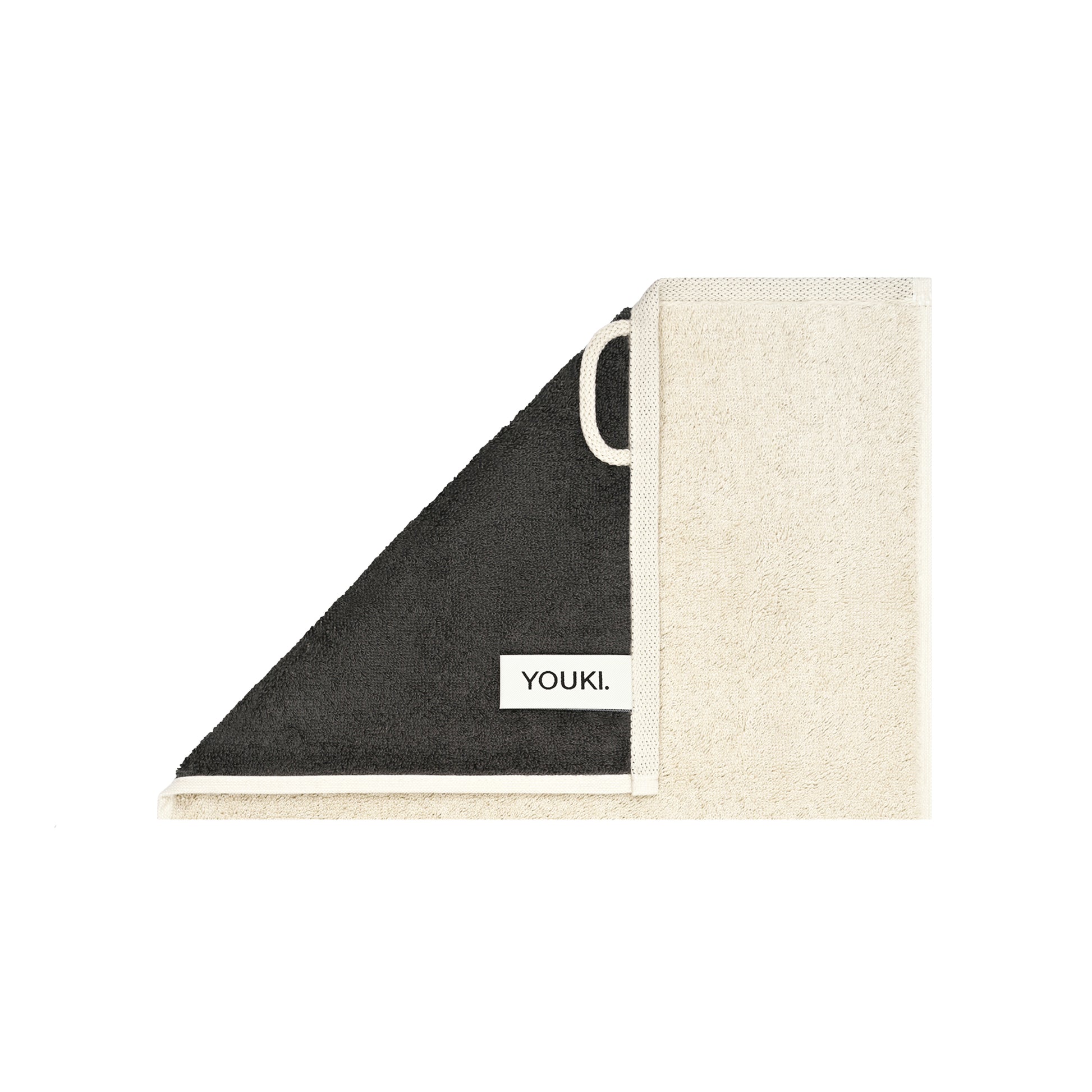 2er Set - Kleines Handtuch mit Buchstabe "V" – Natur / Dunkelgrau