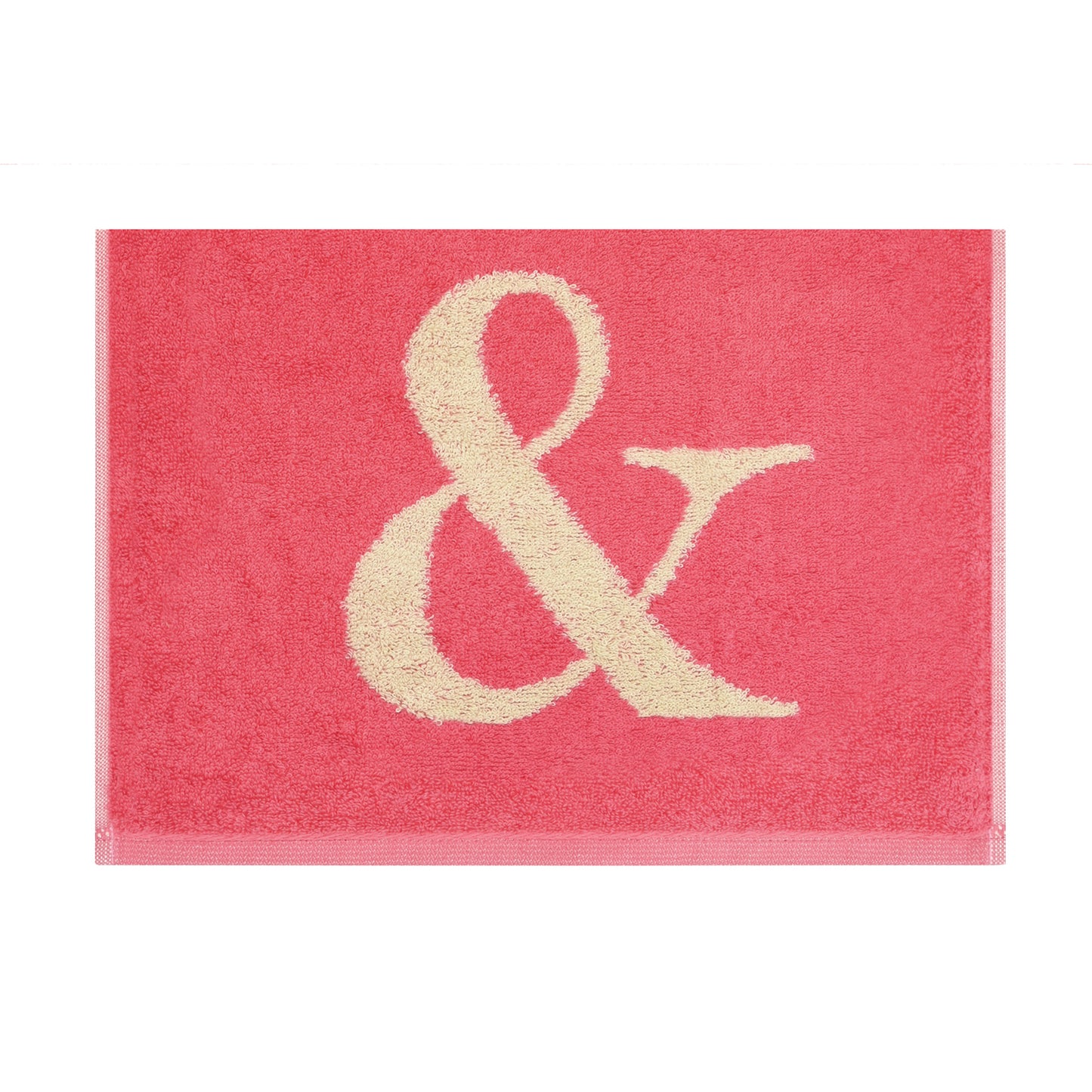 2er Set - Kleines Handtuch mit Buchstabe "&" – Natur / Pink / Orange