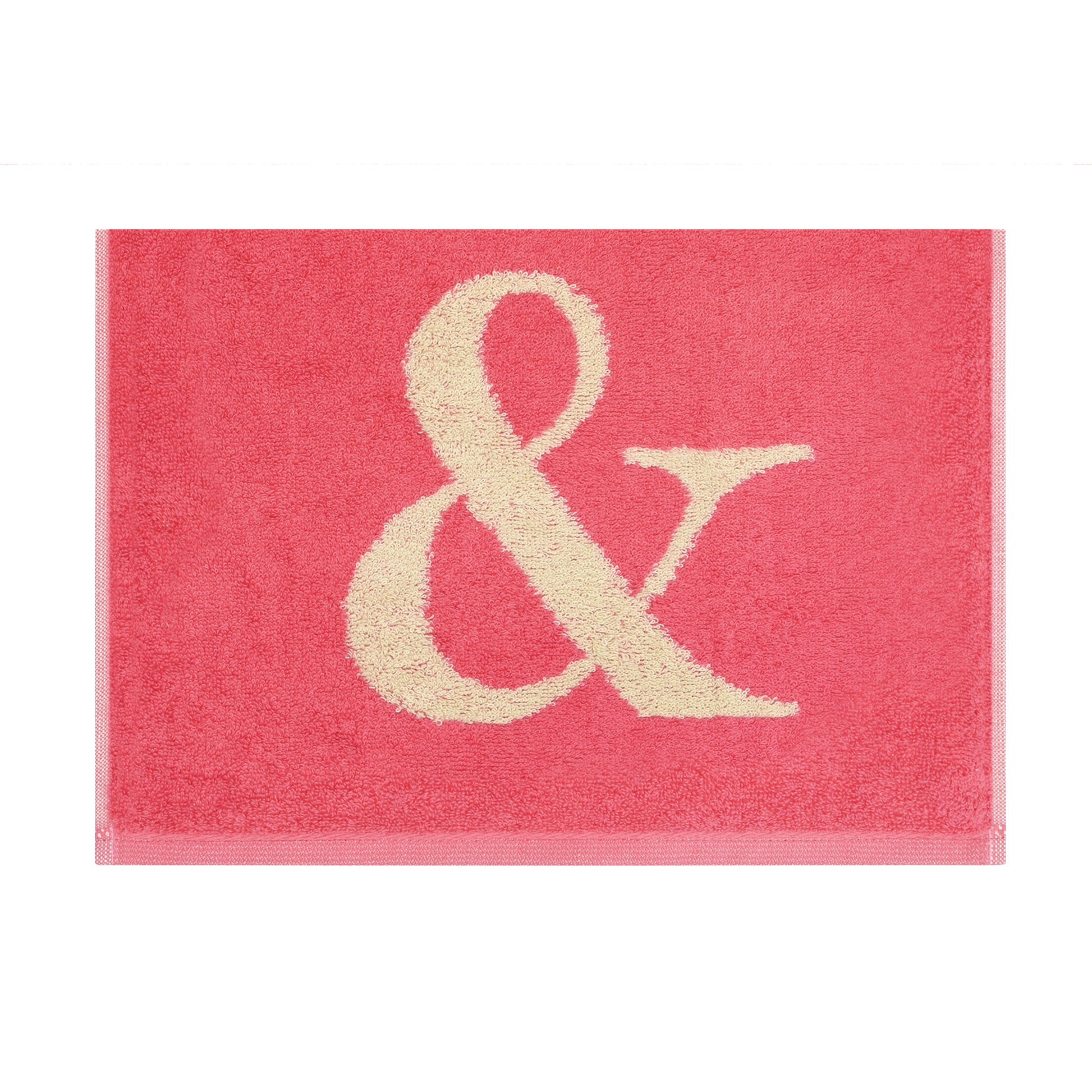 2er Set - Kleines Handtuch mit Buchstabe "&" – Natur / Pink / Orange