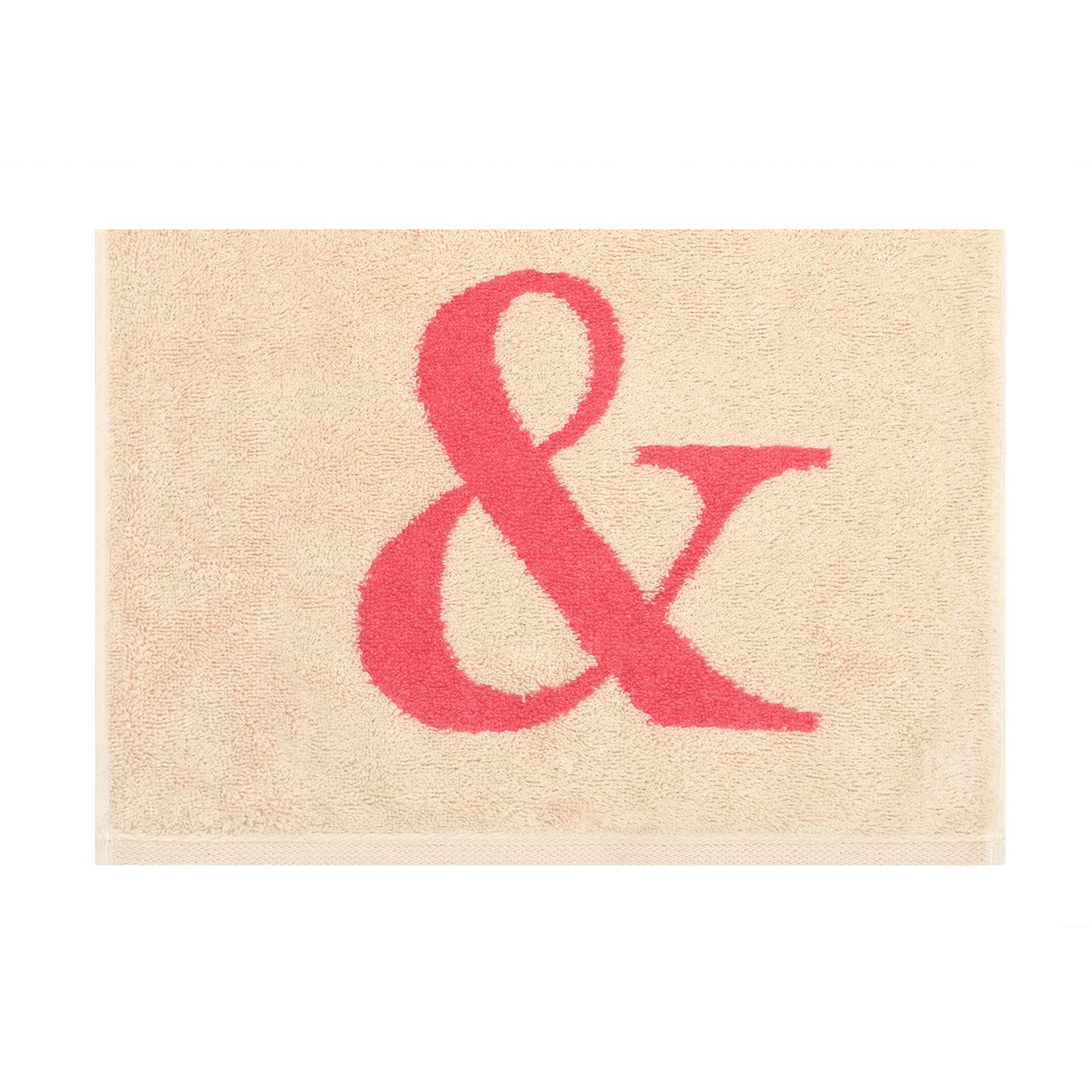 2er Set - Kleines Handtuch mit Buchstabe "&" – Natur / Pink / Orange