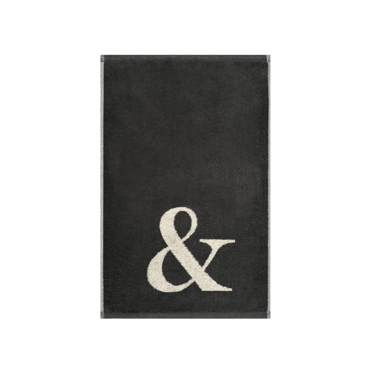 2er Set - Kleines Handtuch mit Buchstabe "&" – Natur / Dunkelgrau