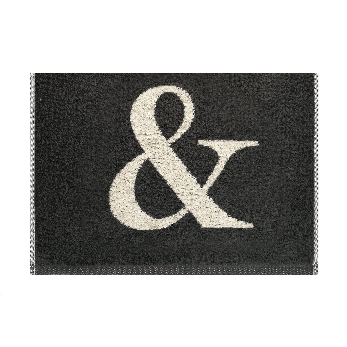 2er Set - Kleines Handtuch mit Buchstabe "&" – Natur / Dunkelgrau