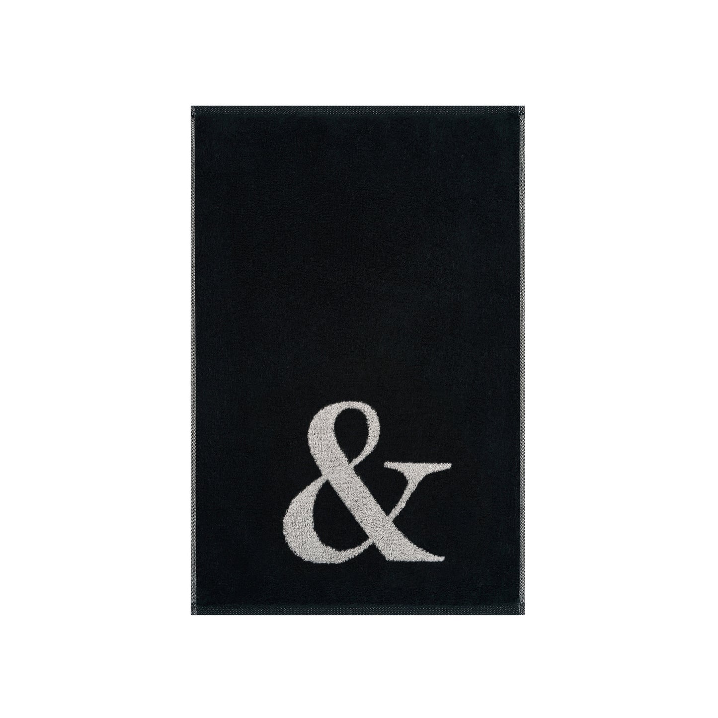 2er Set - Kleines Handtuch mit Buchstabe "&" – Silber / Schwarz