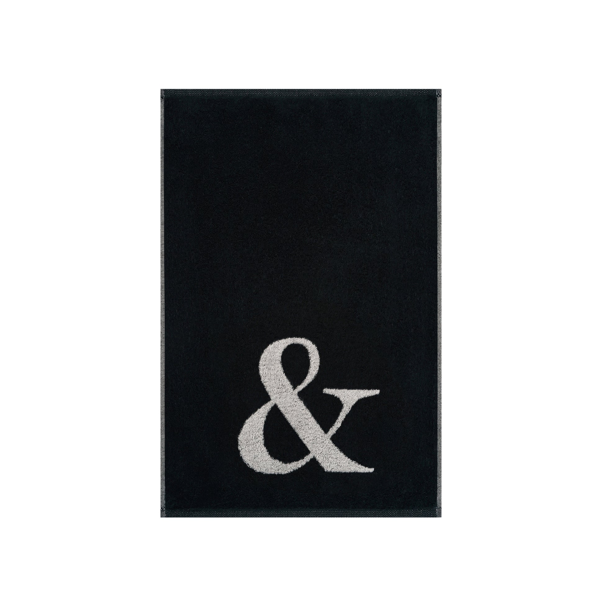 2er Set - Kleines Handtuch mit Buchstabe "&" – Silber / Schwarz
