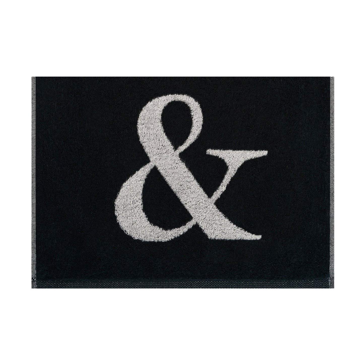 2er Set - Kleines Handtuch mit Buchstabe "&" – Silber / Schwarz