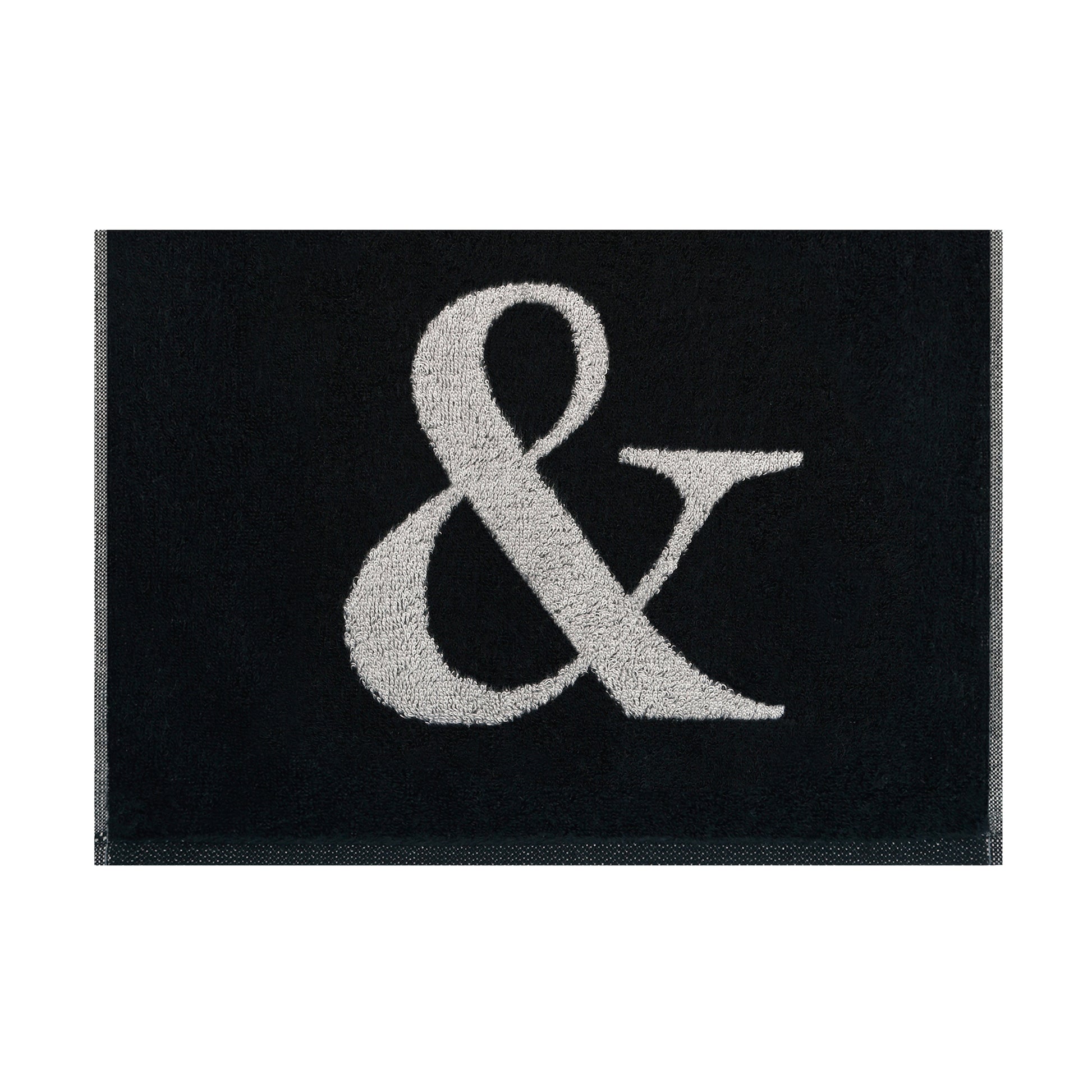 2er Set - Kleines Handtuch mit Buchstabe "&" – Silber / Schwarz