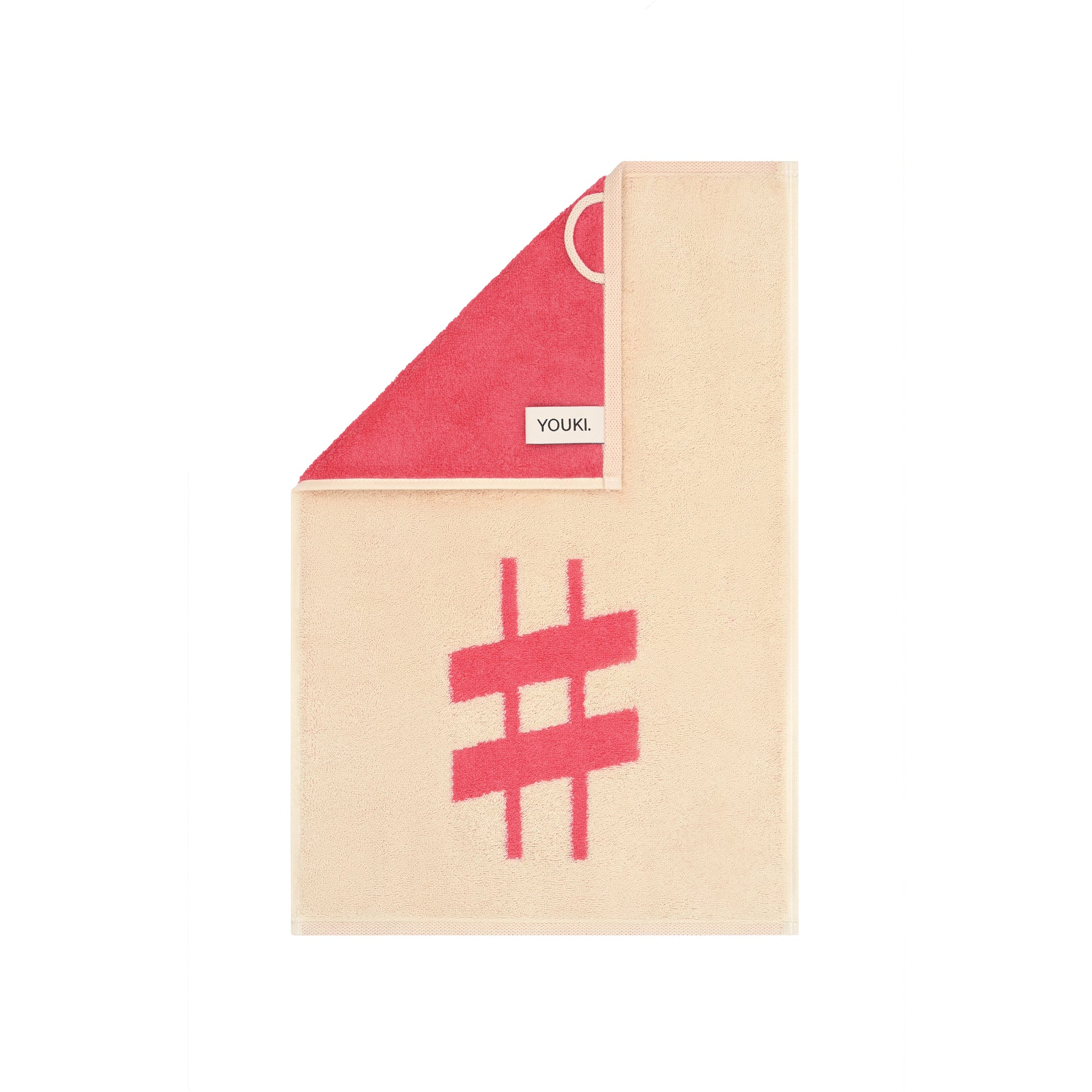 2er Set - Kleines Handtuch mit Buchstabe "#" – Natur / Pink / Orange