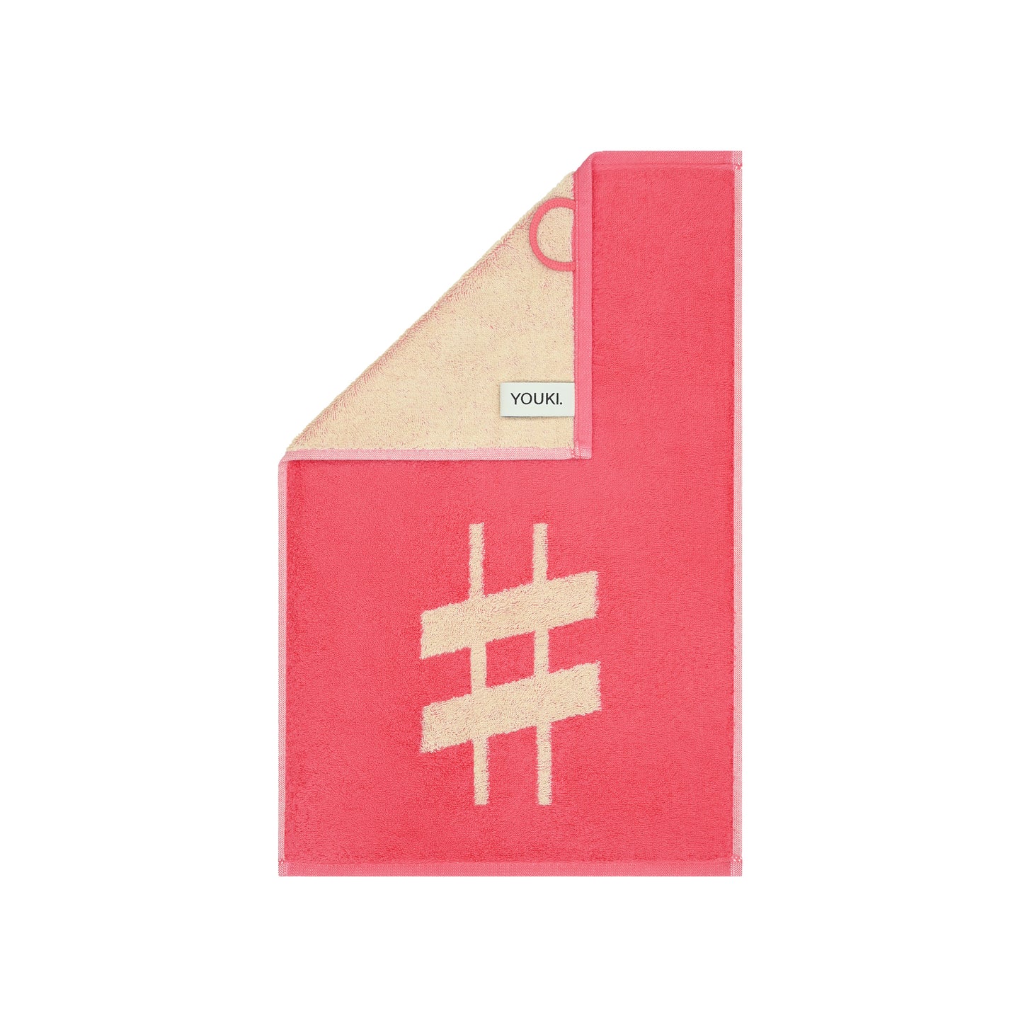 2er Set - Kleines Handtuch mit Buchstabe "#" – Natur / Pink / Orange