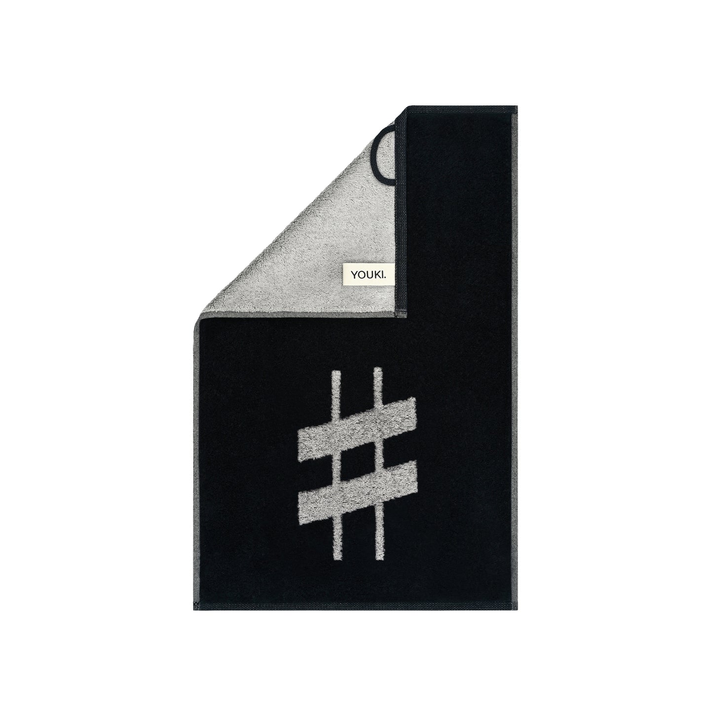 2er Set - Kleines Handtuch mit Buchstabe "#" – Silber / Schwarz