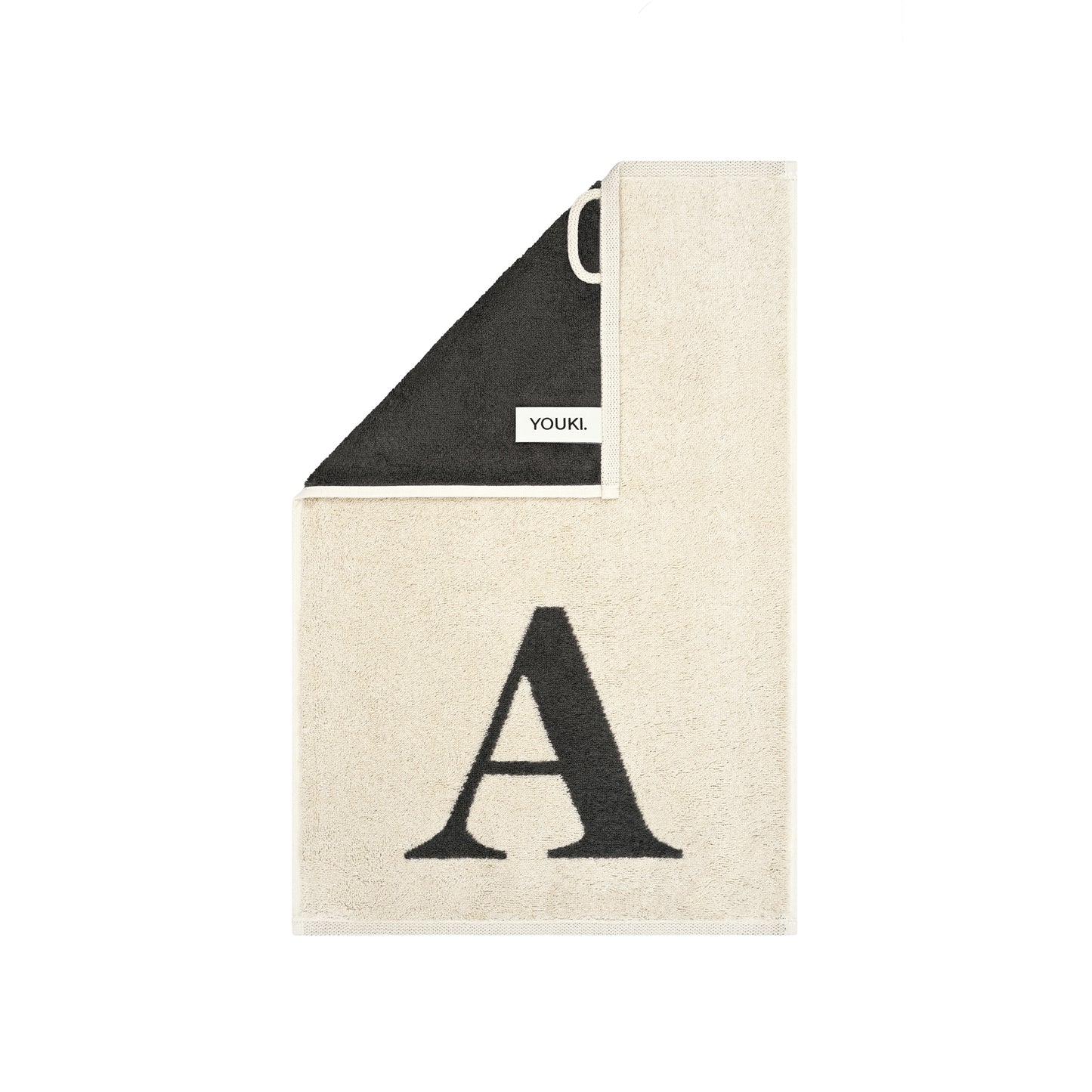 2er Set - Kleines Handtuch mit Buchstabe "A" – Natur / Dunkelgrau