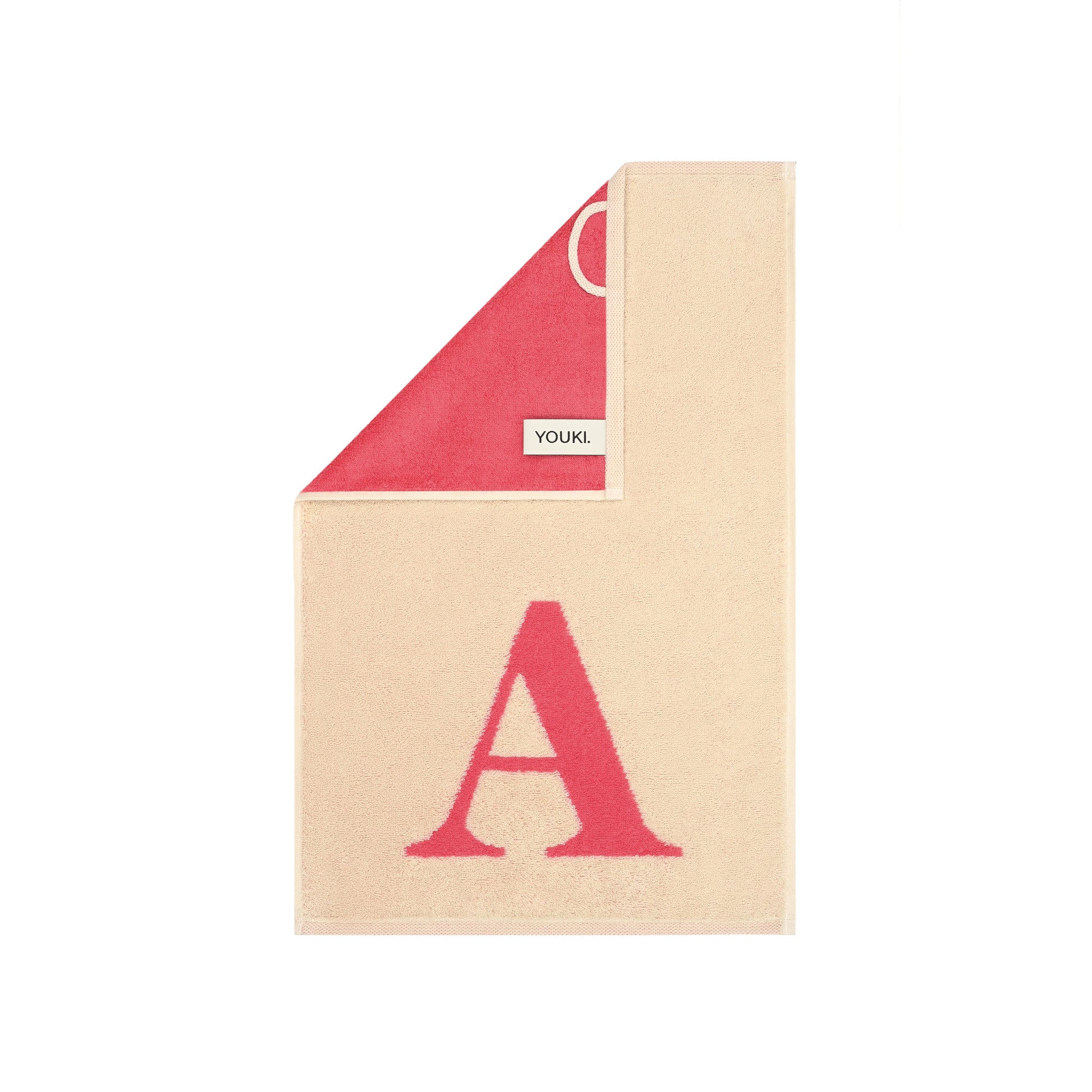 2er Set - Kleines Handtuch mit Buchstabe "A" – Natur / Pink / Orange