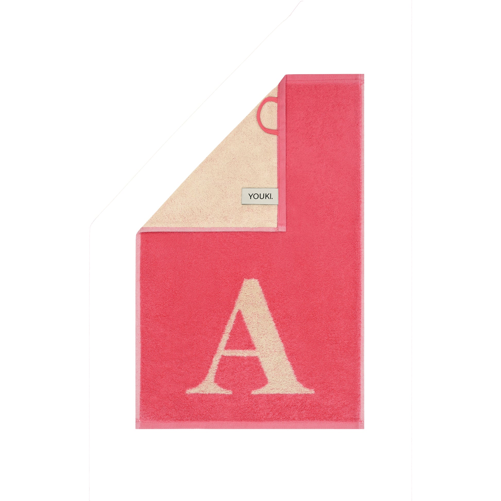 2er Set - Kleines Handtuch mit Buchstabe "A" – Natur / Pink / Orange