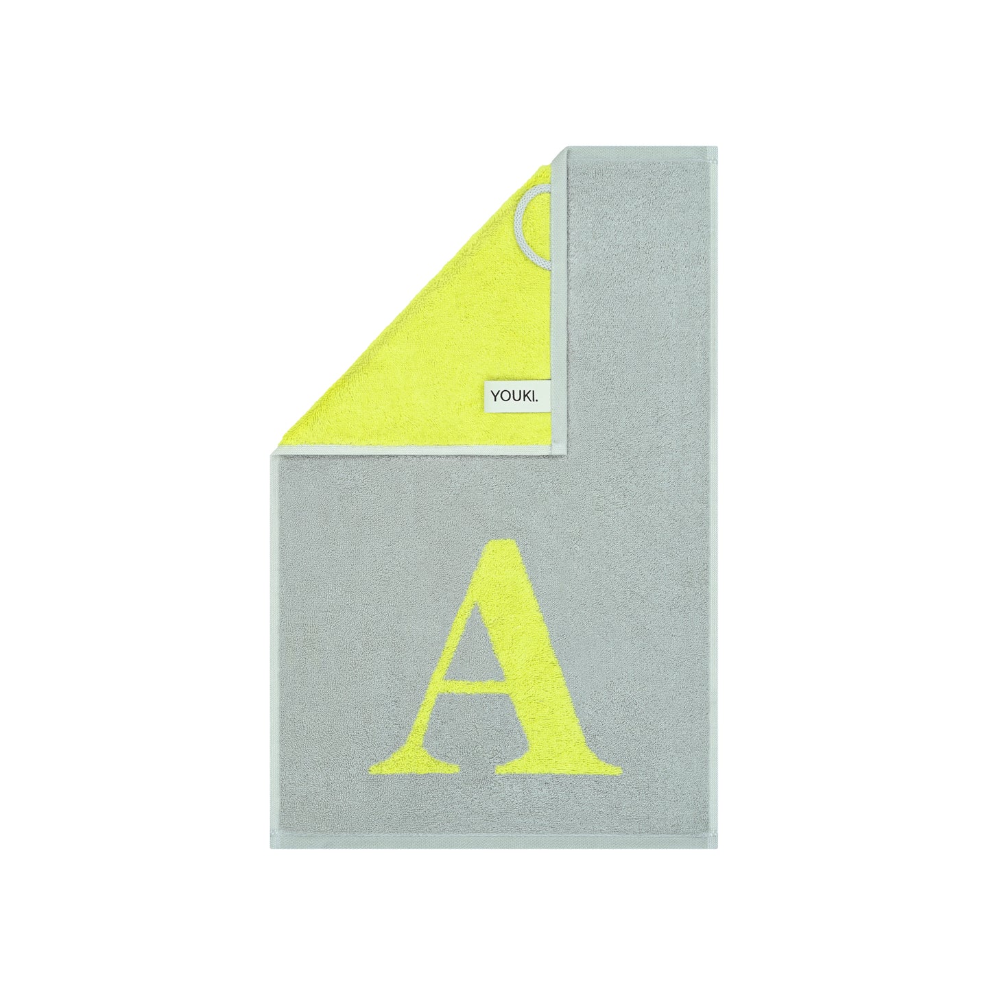 2er Set - Kleines Handtuch mit Buchstabe "A" – Silber / Lime