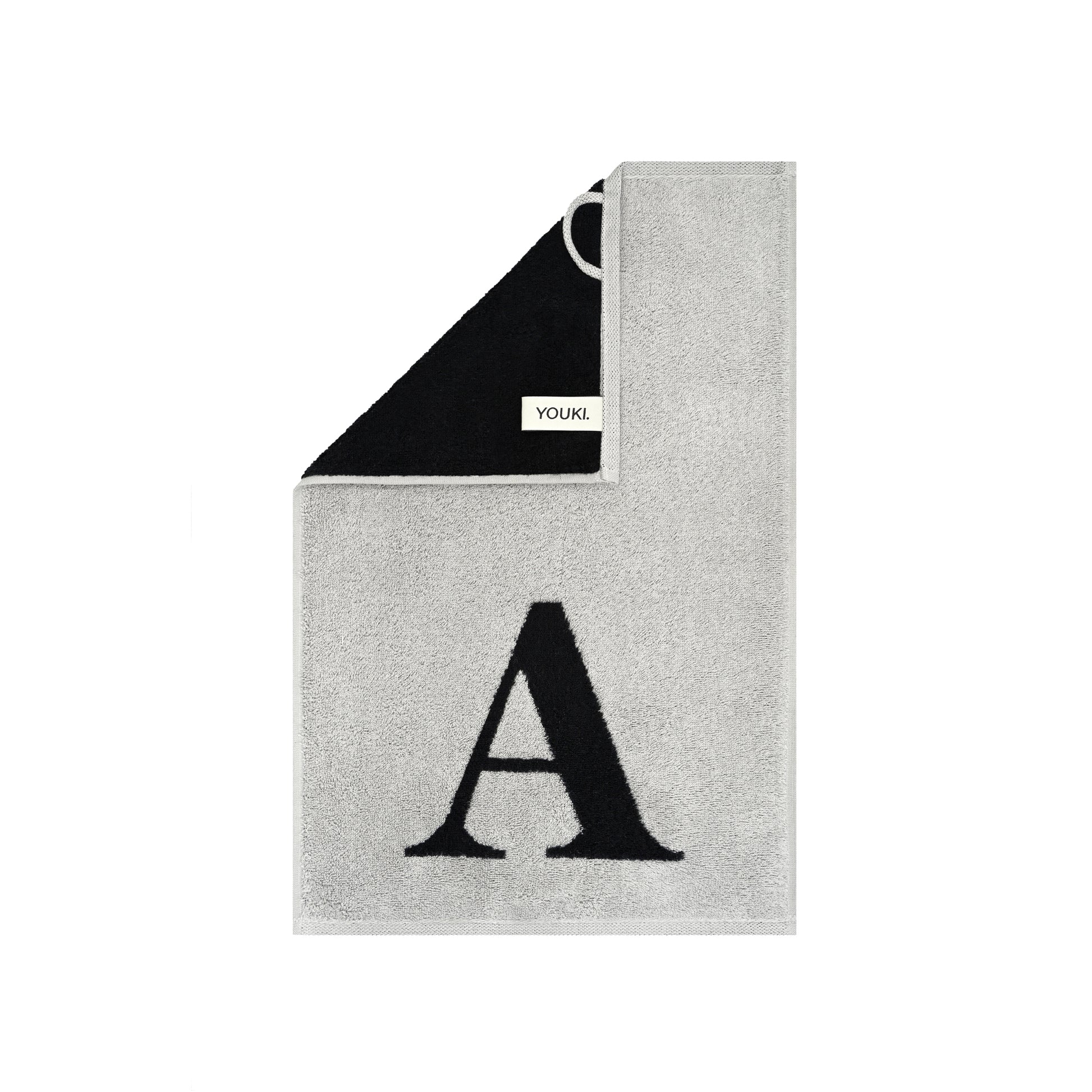 2er Set - Kleines Handtuch mit Buchstabe "A" – Silber / Schwarz