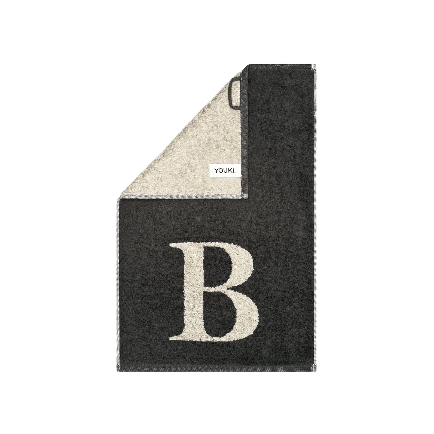2er Set - Kleines Handtuch mit Buchstabe "B" – Natur / Dunkelgrau