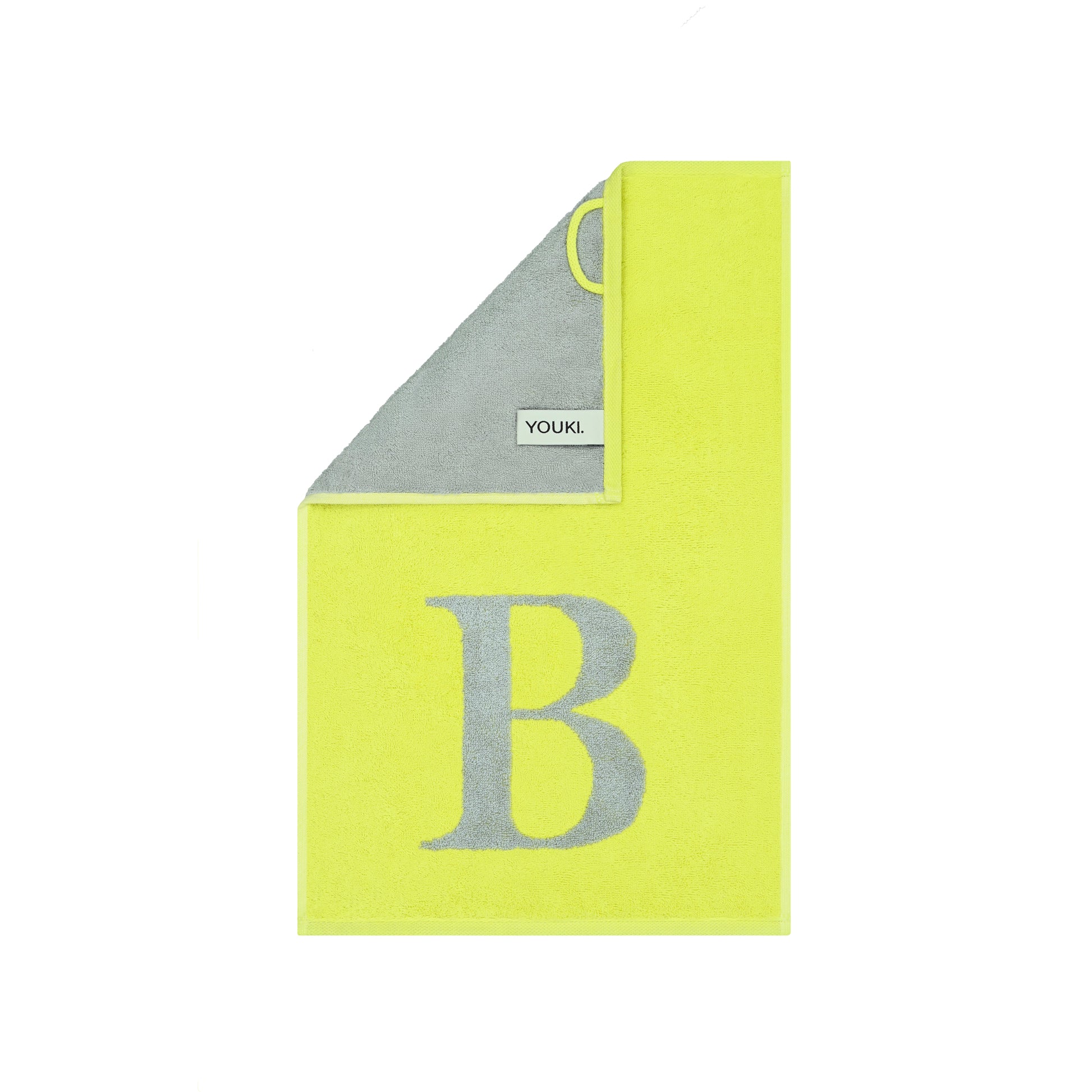 2er Set - Kleines Handtuch mit Buchstabe "B" – Silber / Lime