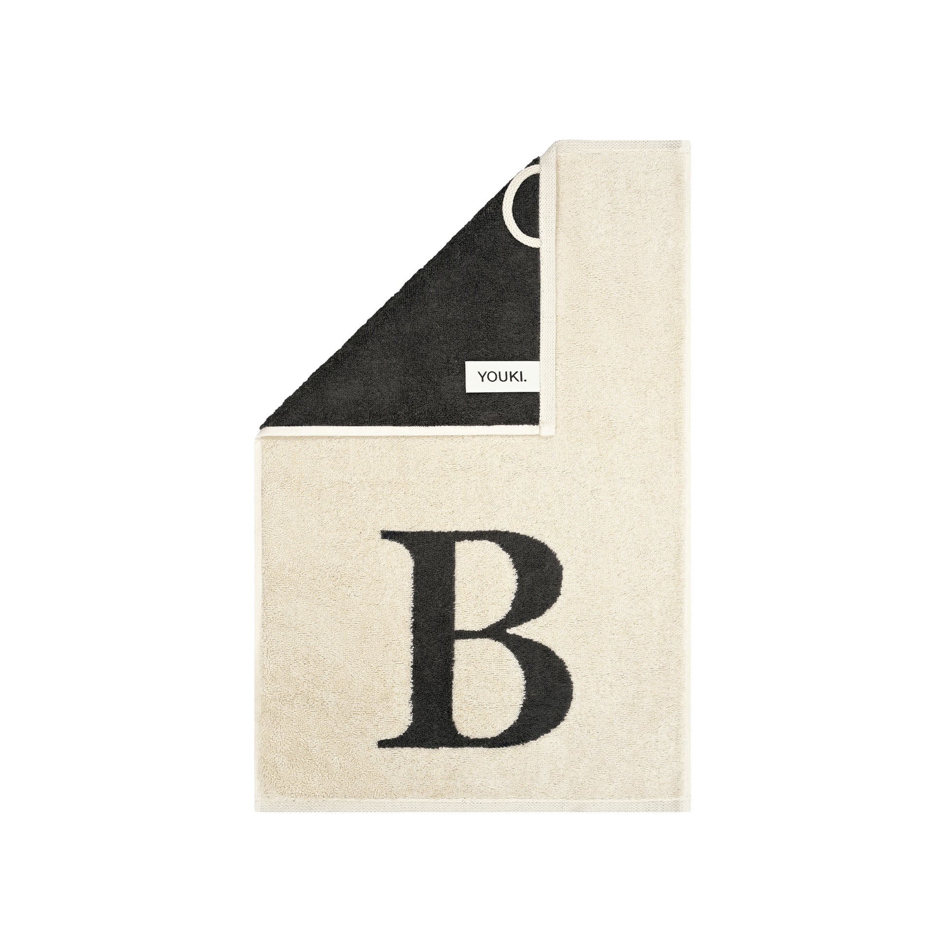2er Set - Kleines Handtuch mit Buchstabe "B" – Natur / Dunkelgrau