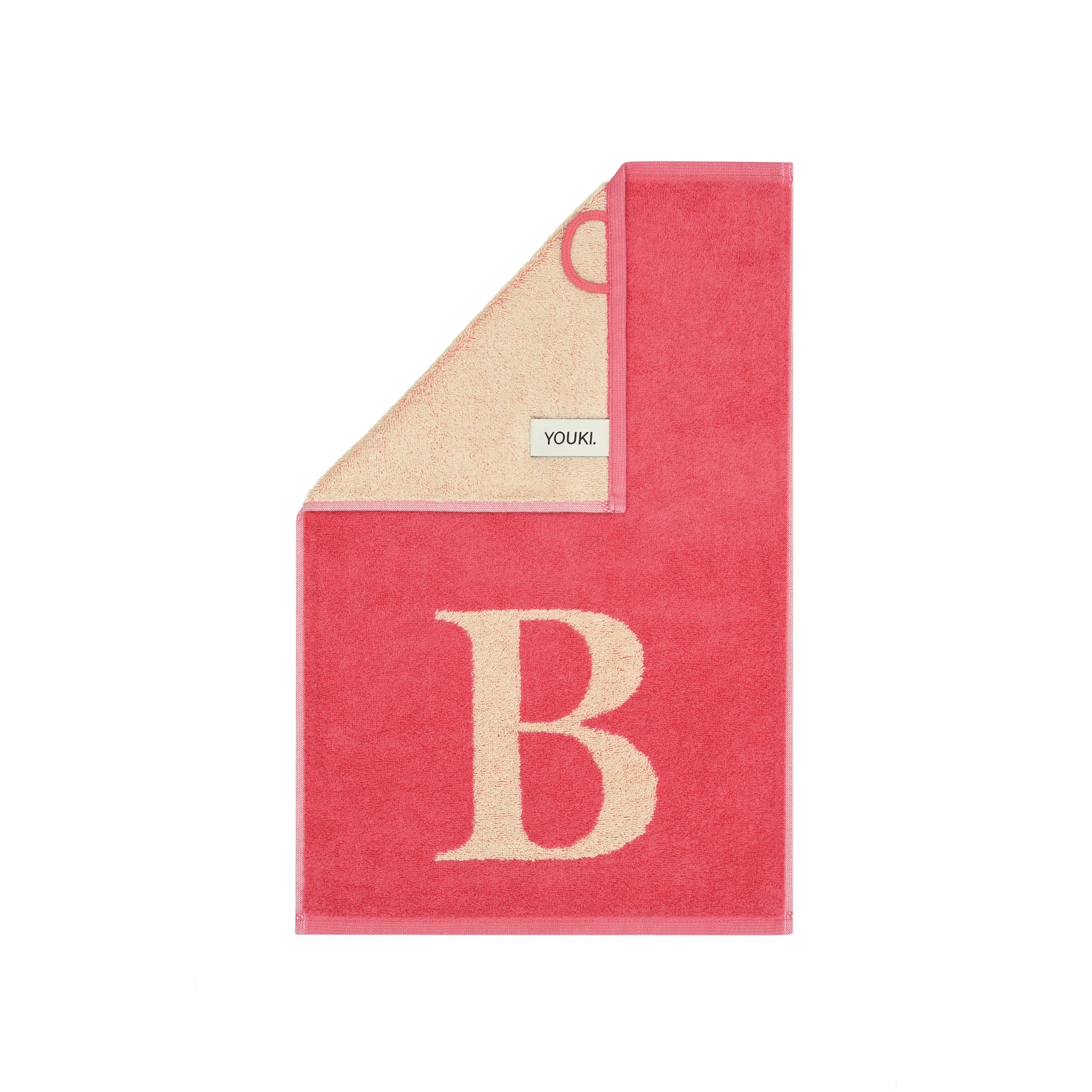 2er Set - Kleines Handtuch mit Buchstabe "B" – Natur / Pink / Orange