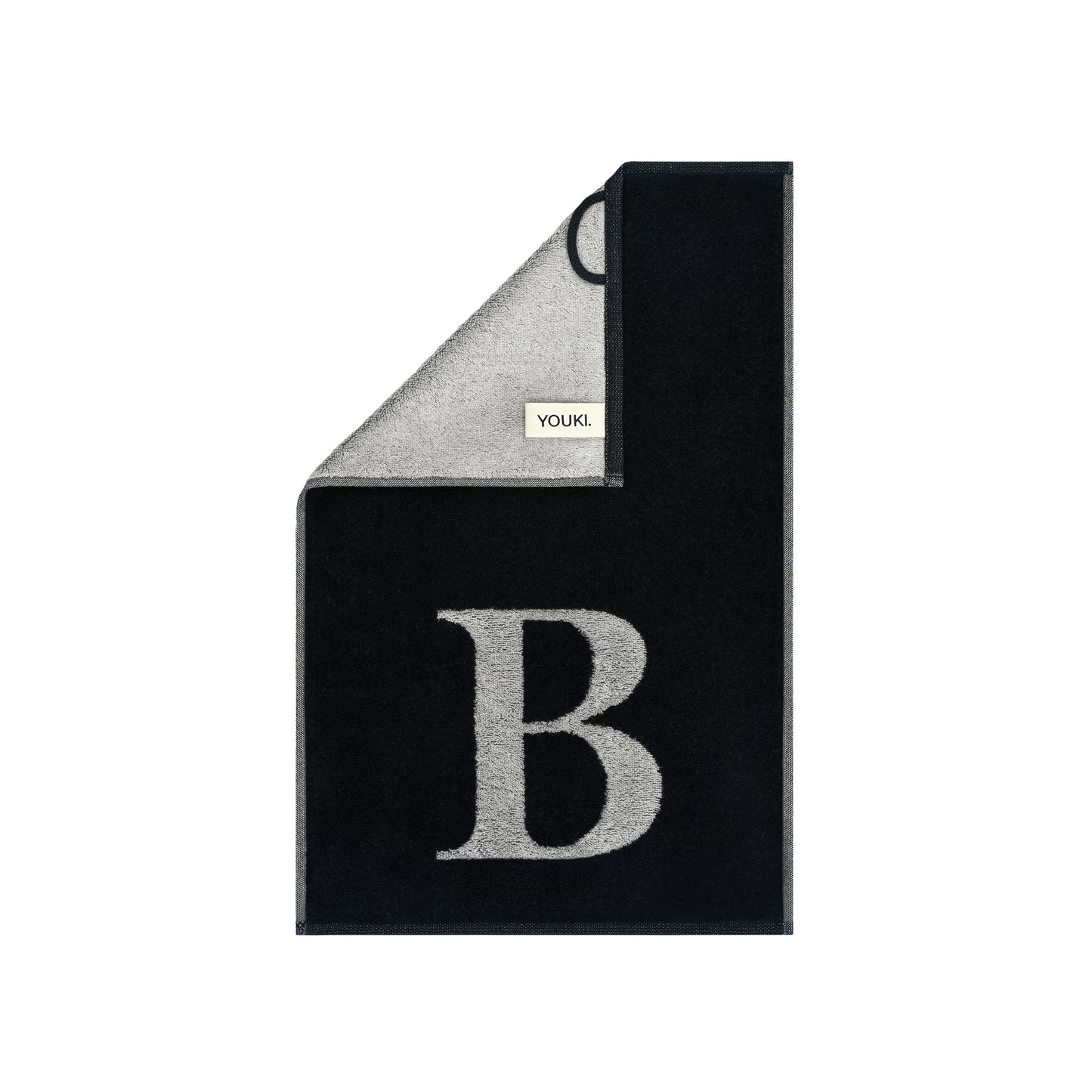 2er Set - Kleines Handtuch mit Buchstabe "B" – Silber / Schwarz