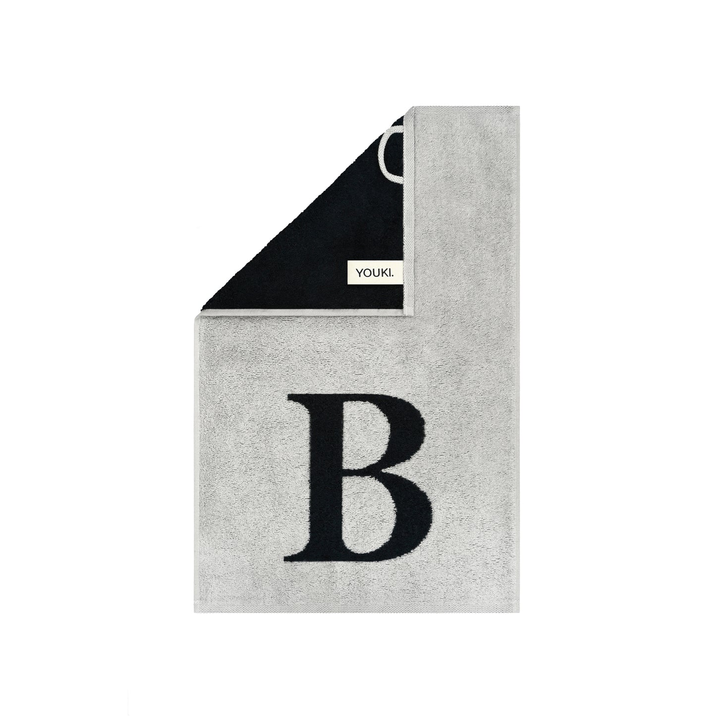 2er Set - Kleines Handtuch mit Buchstabe "B" – Silber / Schwarz