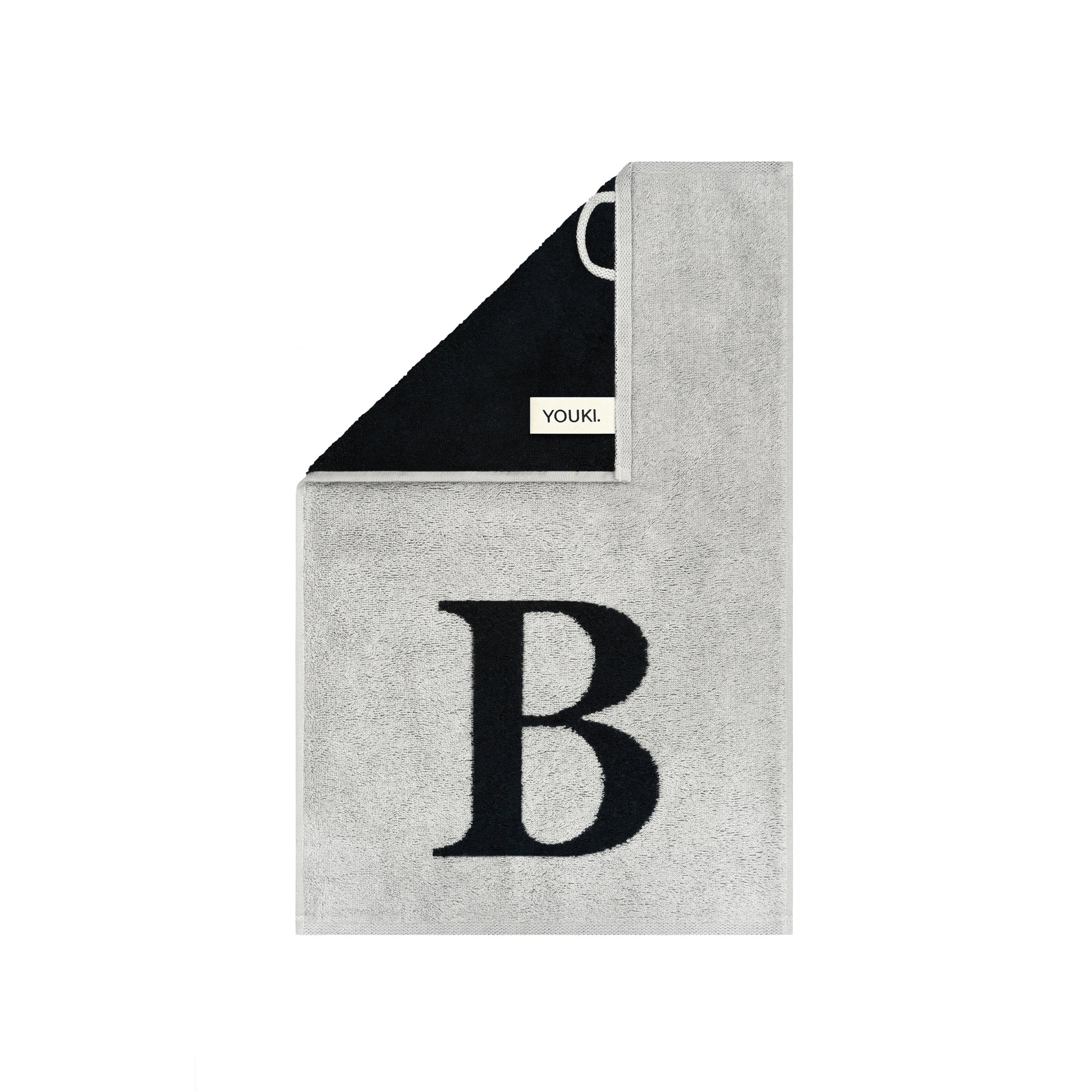 2er Set - Kleines Handtuch mit Buchstabe "B" – Silber / Schwarz