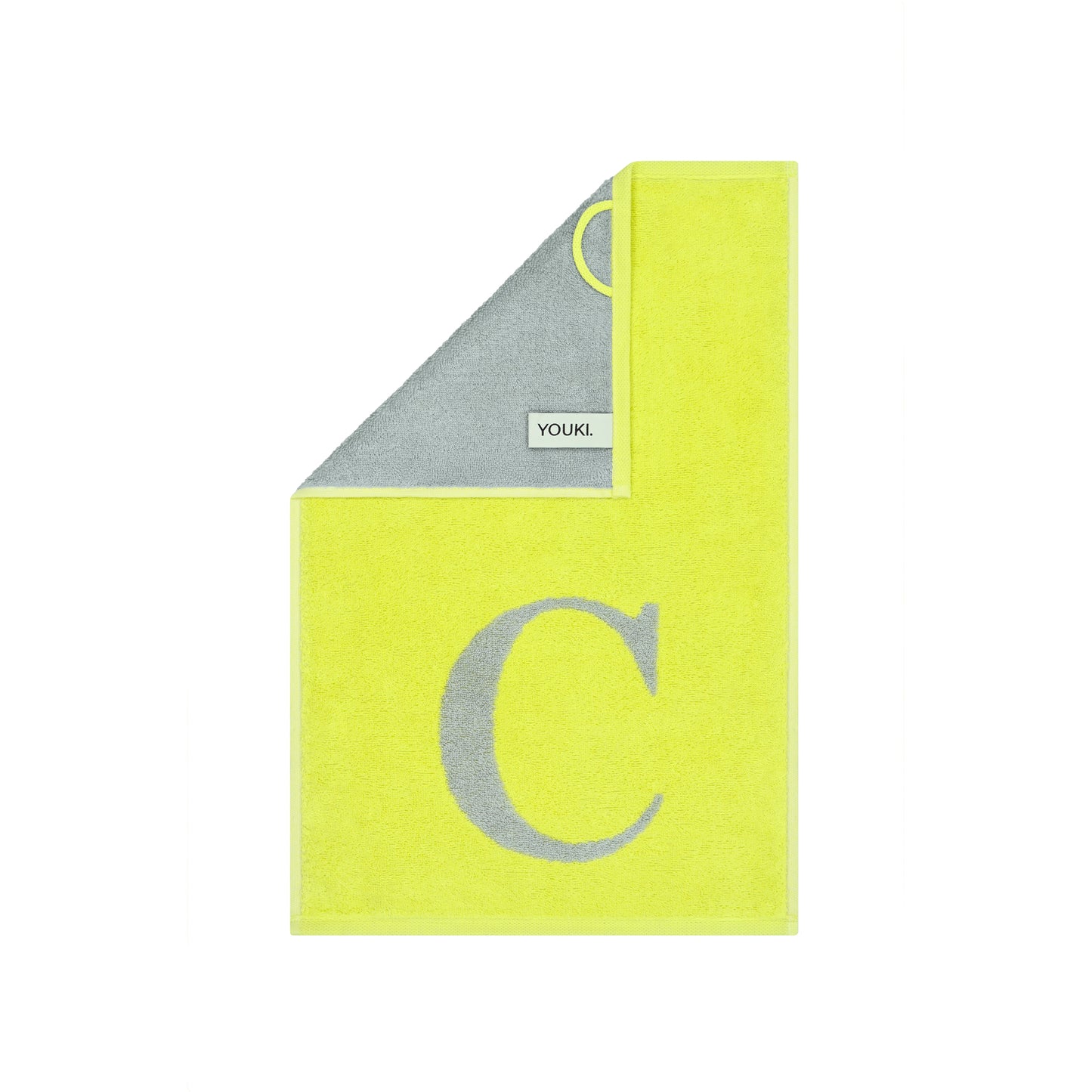 2er Set - Kleines Handtuch mit Buchstabe "C" – Silber / Lime