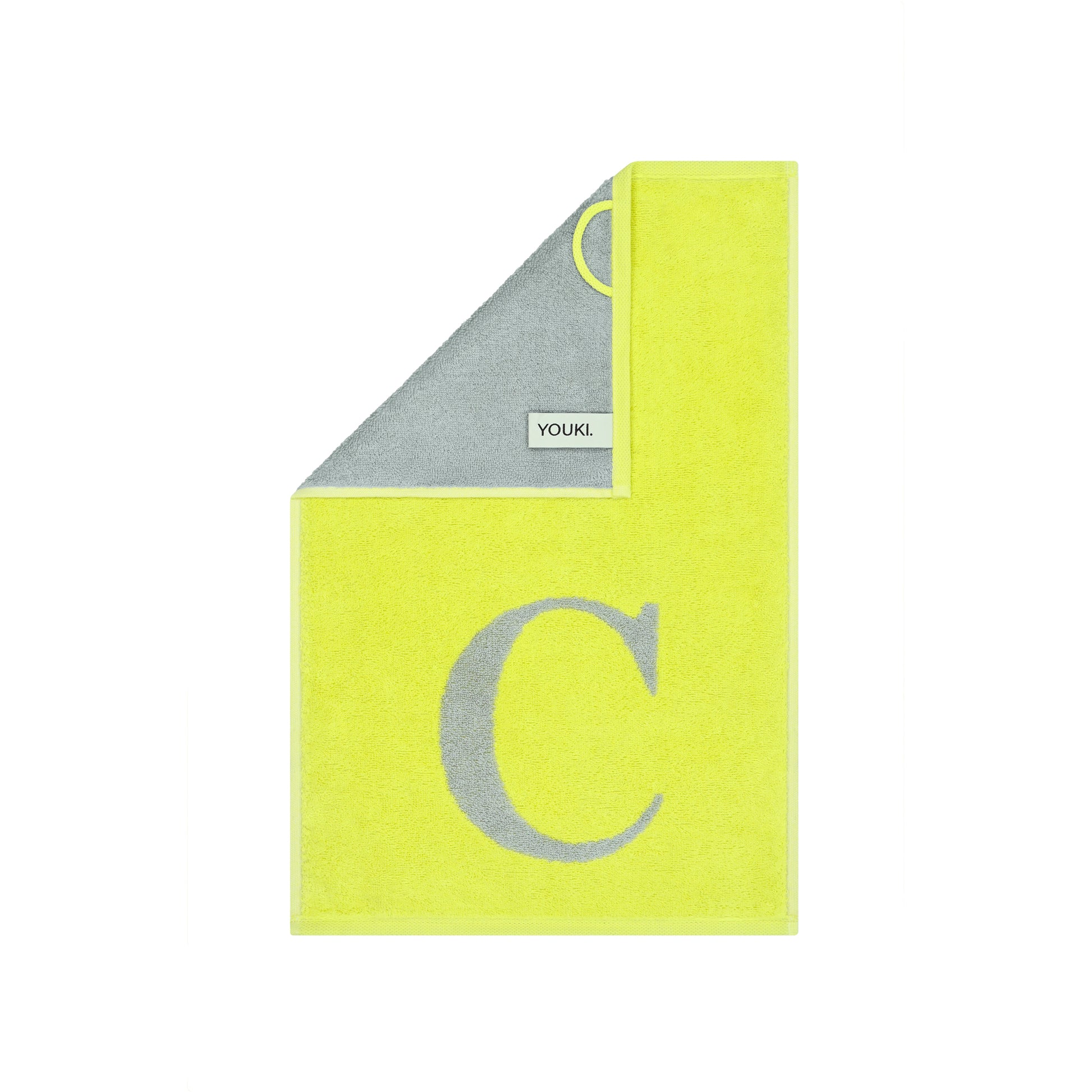 2er Set - Kleines Handtuch mit Buchstabe "C" – Silber / Lime