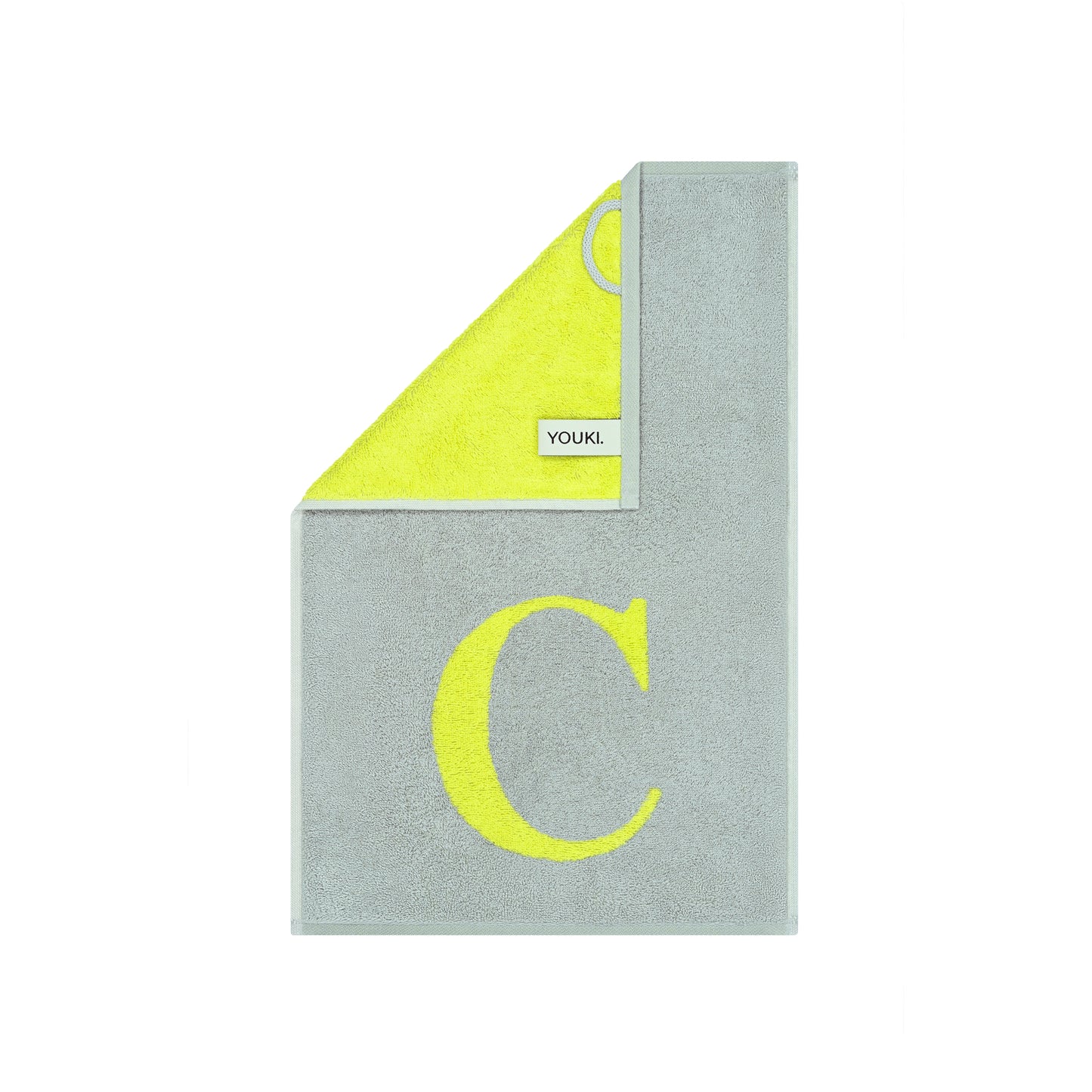 2er Set - Kleines Handtuch mit Buchstabe "C" – Silber / Lime
