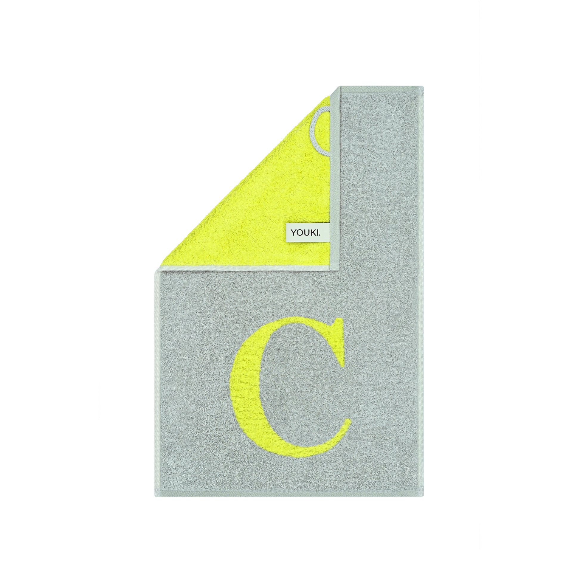 2er Set - Kleines Handtuch mit Buchstabe "C" – Silber / Lime