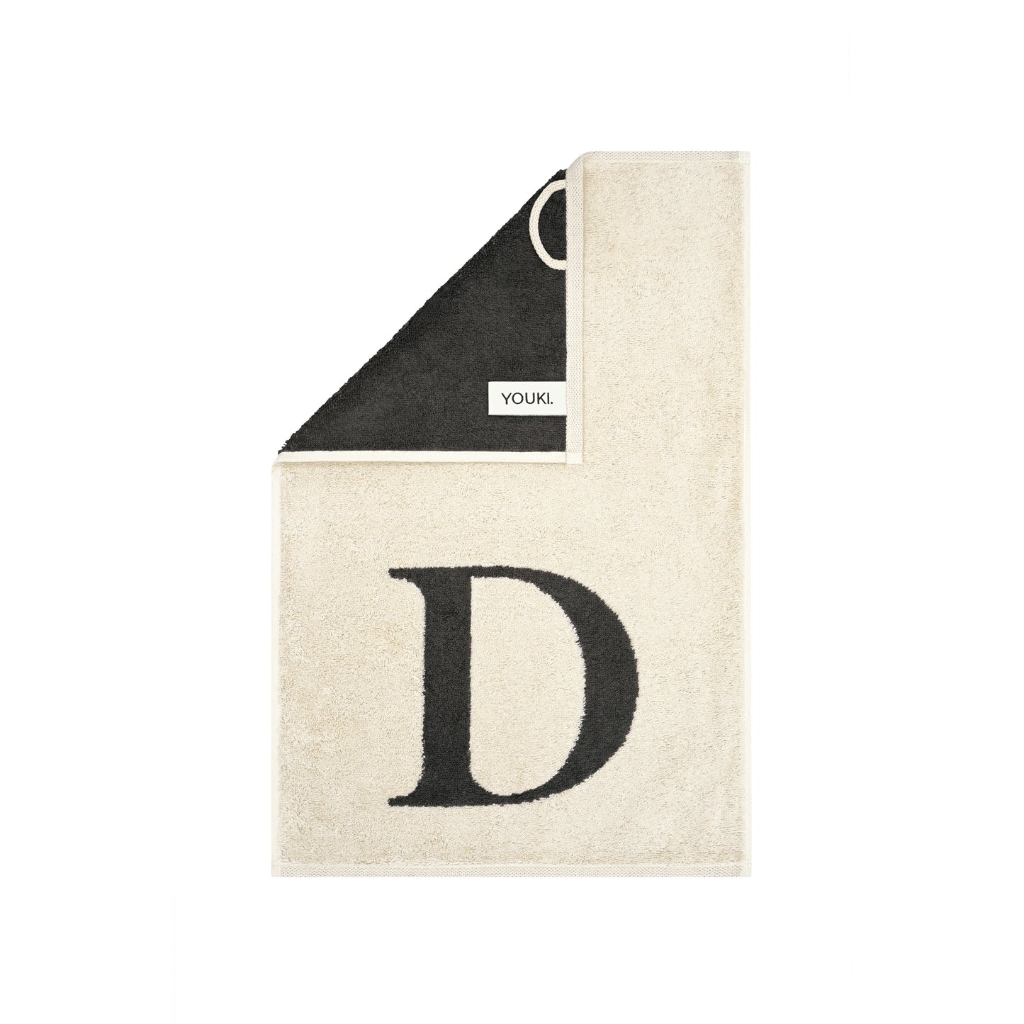 2er Set - Kleines Handtuch mit Buchstabe "D" – Natur / Dunkelgrau