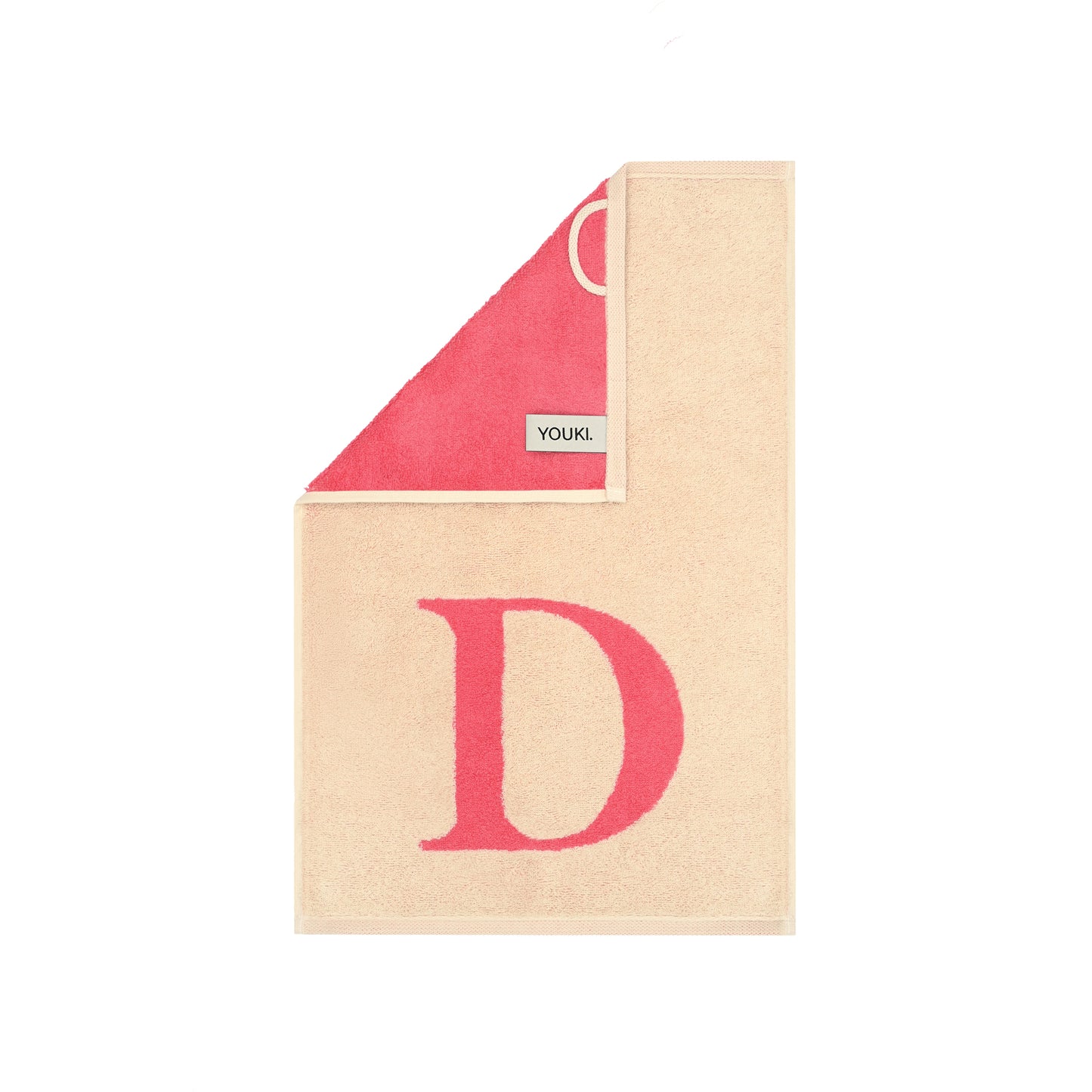 2er Set - Kleines Handtuch mit Buchstabe "D" – Natur / Pink / Orange