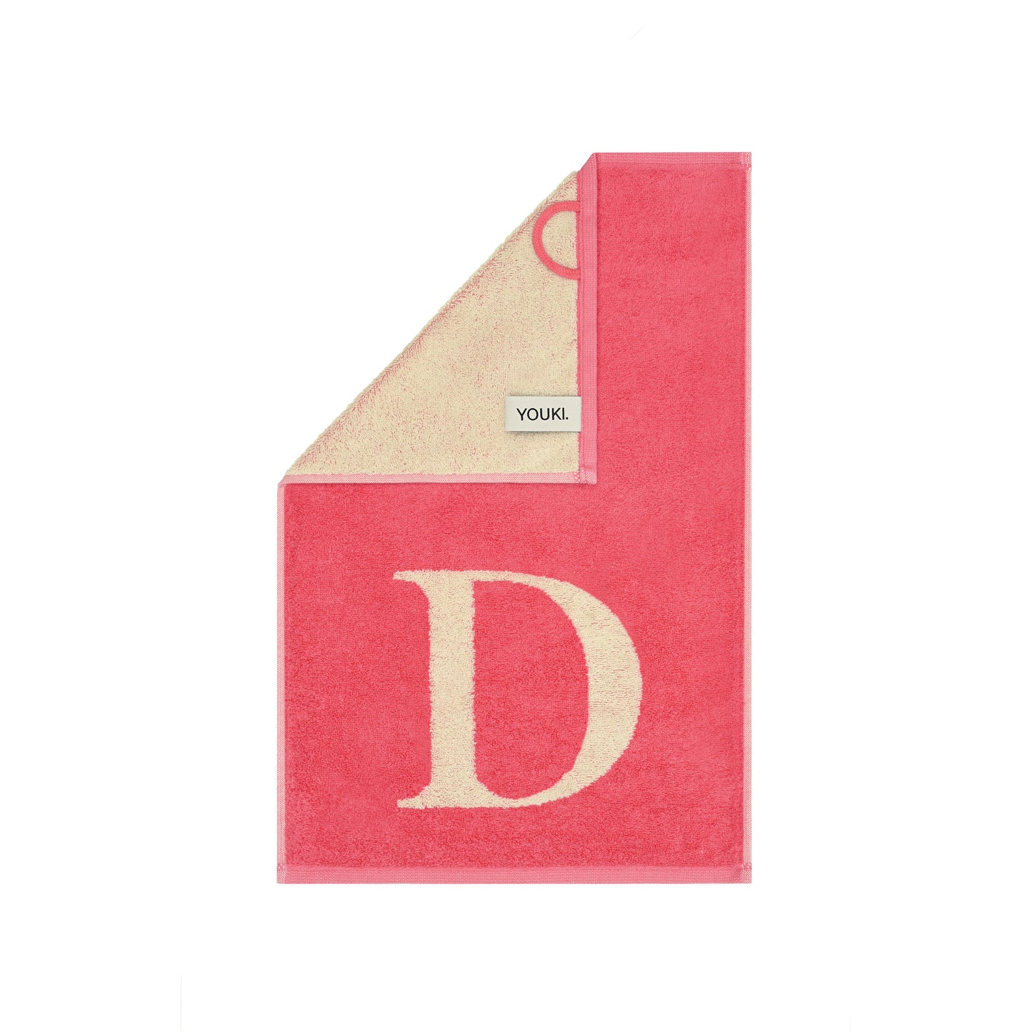 2er Set - Kleines Handtuch mit Buchstabe "D" – Natur / Pink / Orange